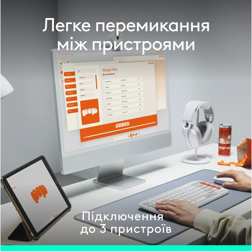 Комплект бездротовий LOGITECH Pop Icon Combo Off-White (920-013141)