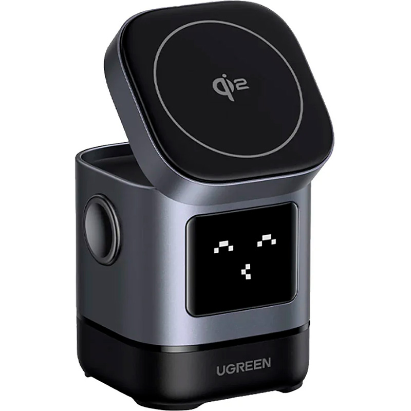 Бездротовий зарядний пристрій UGREEN W709 Uno 2-in-1 Magnetic Wireless Charger 15W Gray (45775)