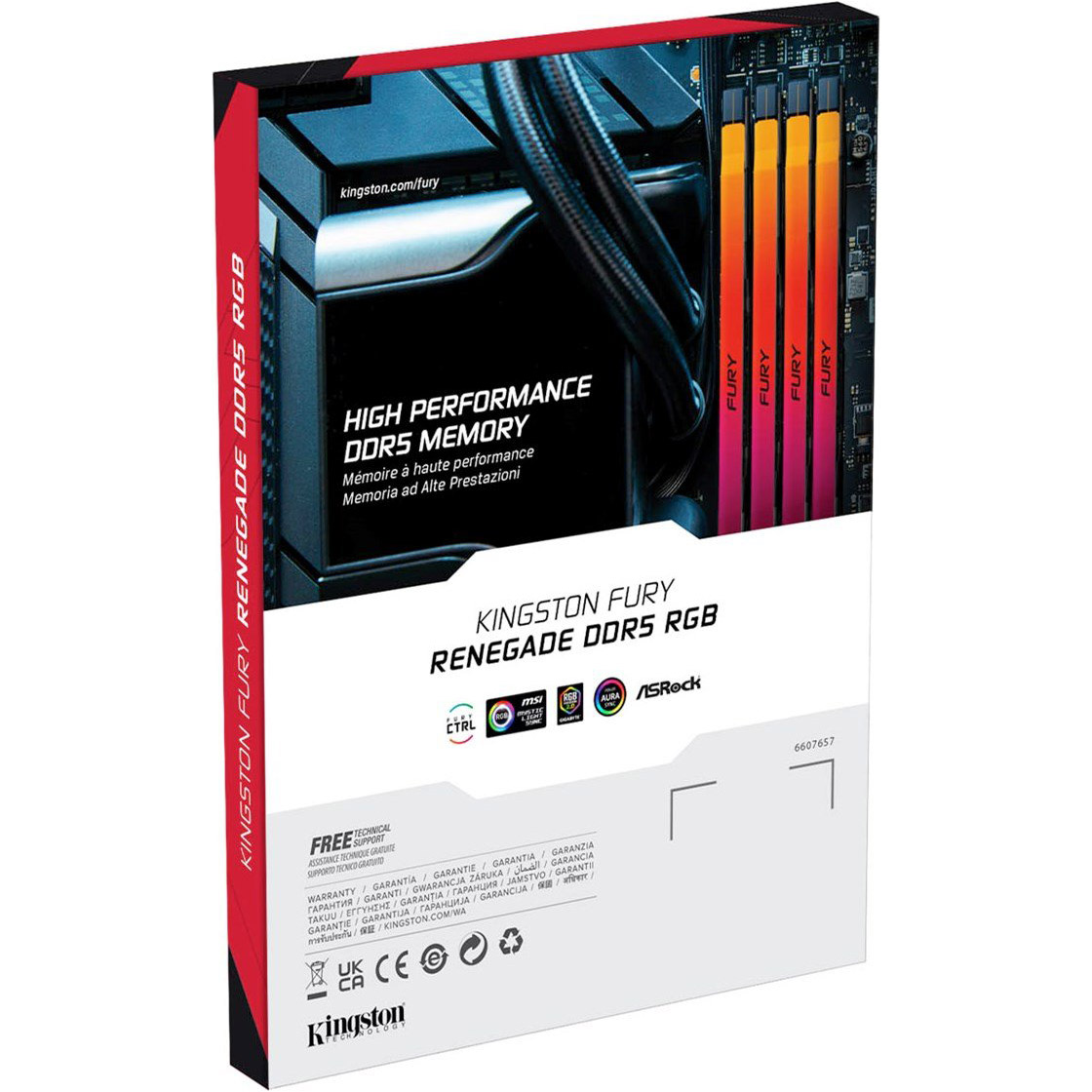Модуль пам'яті KINGSTON FURY Renegade RGB DDR5 8000MHz 48GB Kit 2x24GB Black/Silver (KF580C38RSAK2-48)