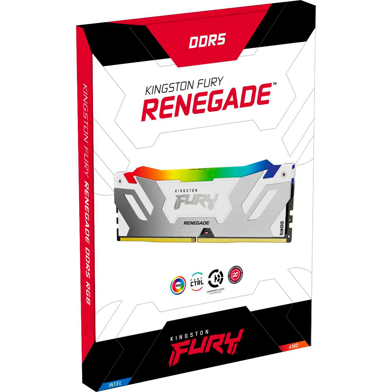 Модуль пам'яті KINGSTON FURY Renegade RGB DDR5 8000MHz 48GB Kit 2x24GB White/Silver (KF580C38RWAK2-48)
