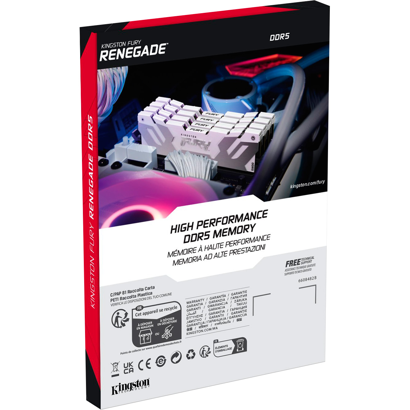Модуль пам'яті KINGSTON FURY Renegade DDR5 8000MHz 48GB Kit 2x24GB White/Silver (KF580C38RWK2-48)
