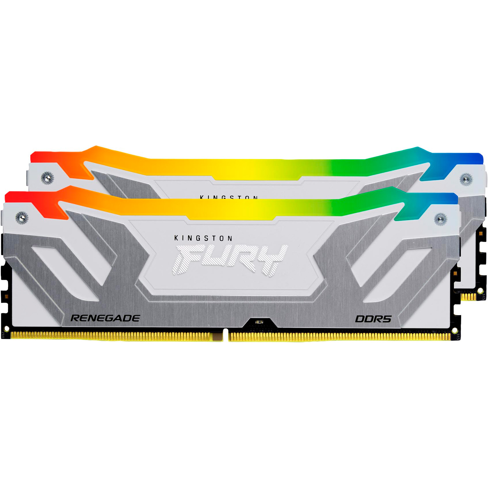 Модуль пам'яті KINGSTON FURY Renegade RGB CUDIMM DDR5 8800MHz 48GB Kit 2x24GB White/Silver (KF588CU42RWAK2-48)