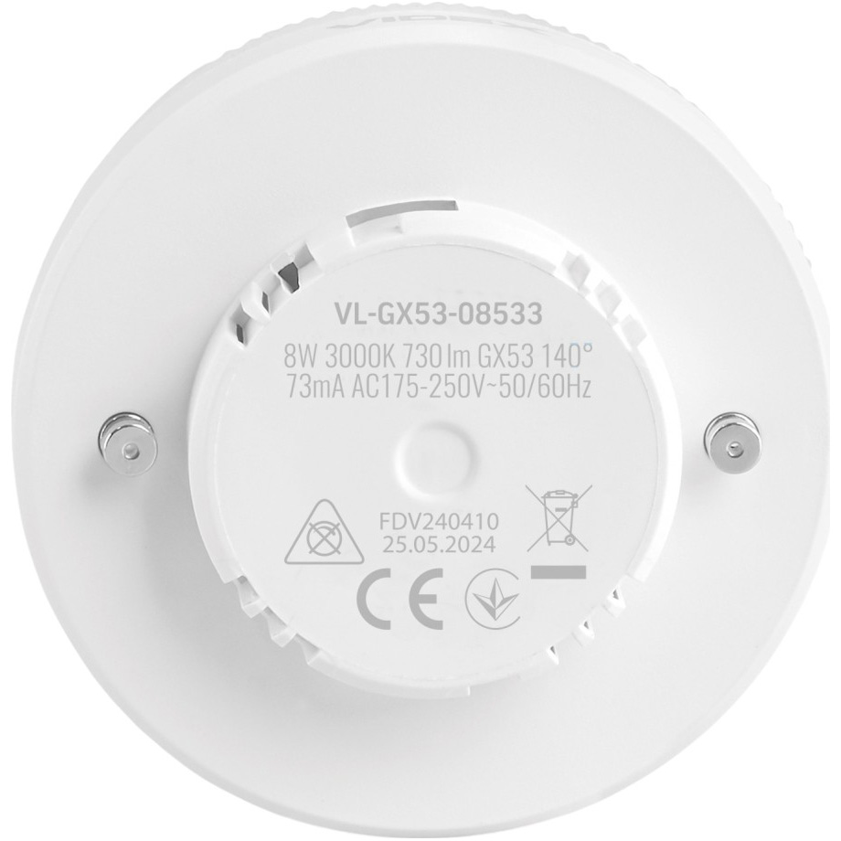 Лампочка LED VIDEX GX53 GX53 8W 3000K 220V (VL-GX53-08533)