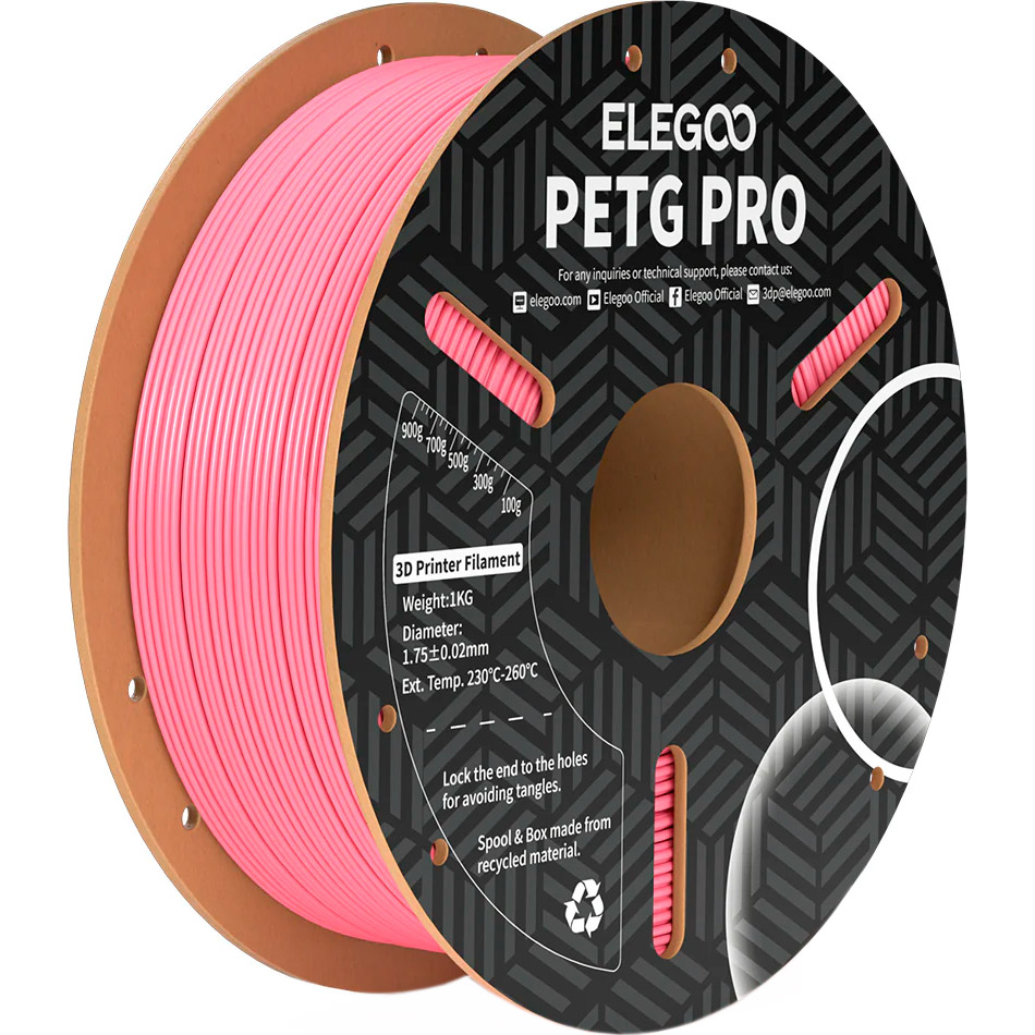 Пластик (філамент) для 3D принтера ELEGOO PETG Pro 1.75mm, 1кг, Pink (50.203.0263)