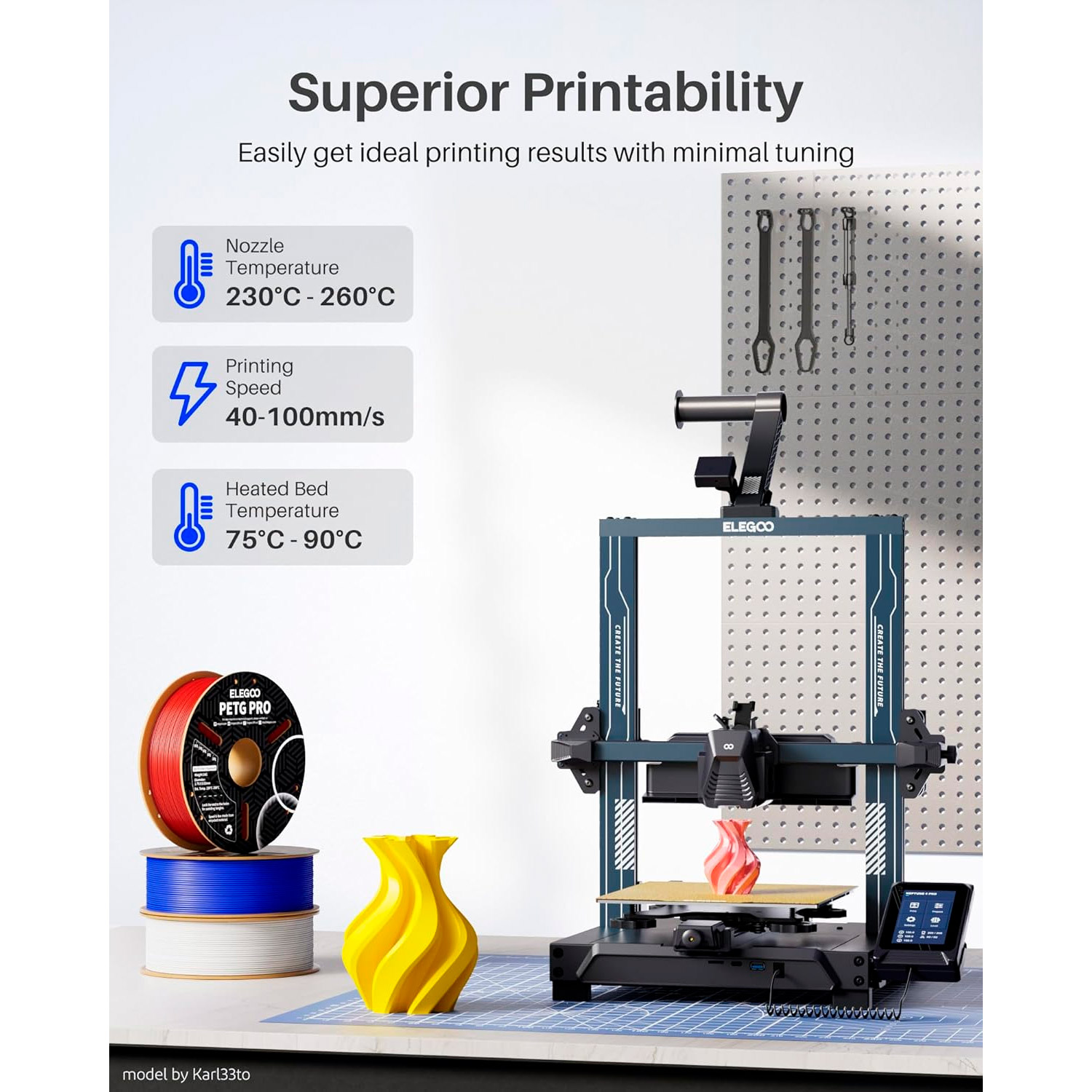 Пластик (філамент) для 3D принтера ELEGOO PETG Pro 1.75mm, 1кг, Pink (50.203.0263)
