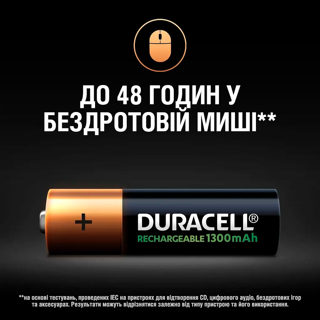 Акумулятор DURACELL Rechargeable AA 1300mAh 4шт/уп (5005031)