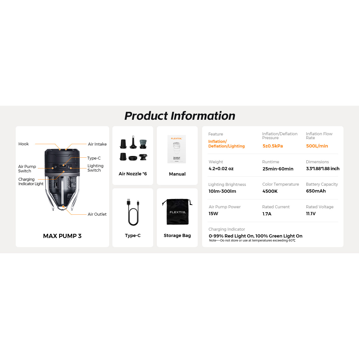 Насос для надувной мебели FLEXTAIL Max Pump 3 Black