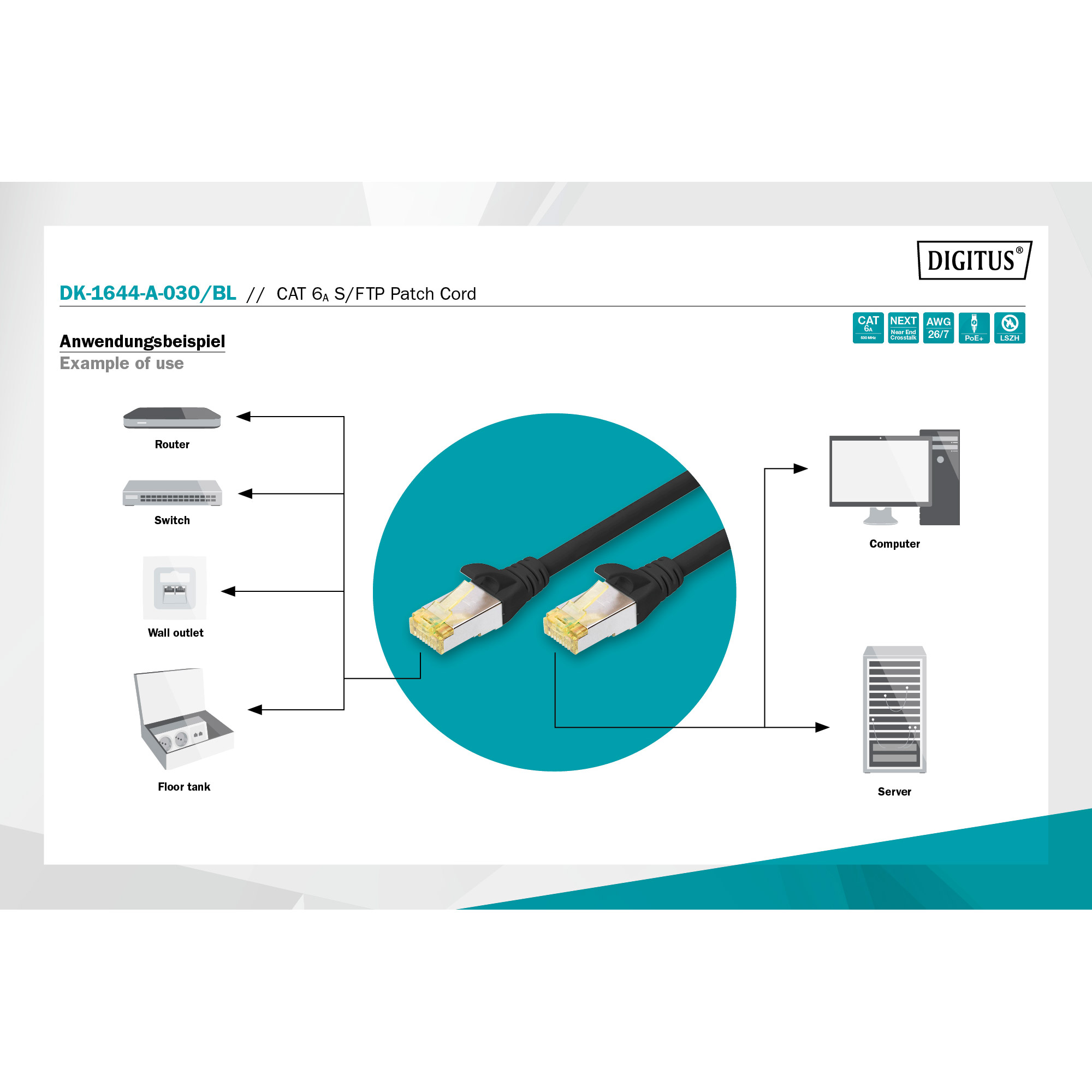 Патч-корд DIGITUS SSTP Cat.6a CU 3м Black (DK-1644-A-030/BL)
