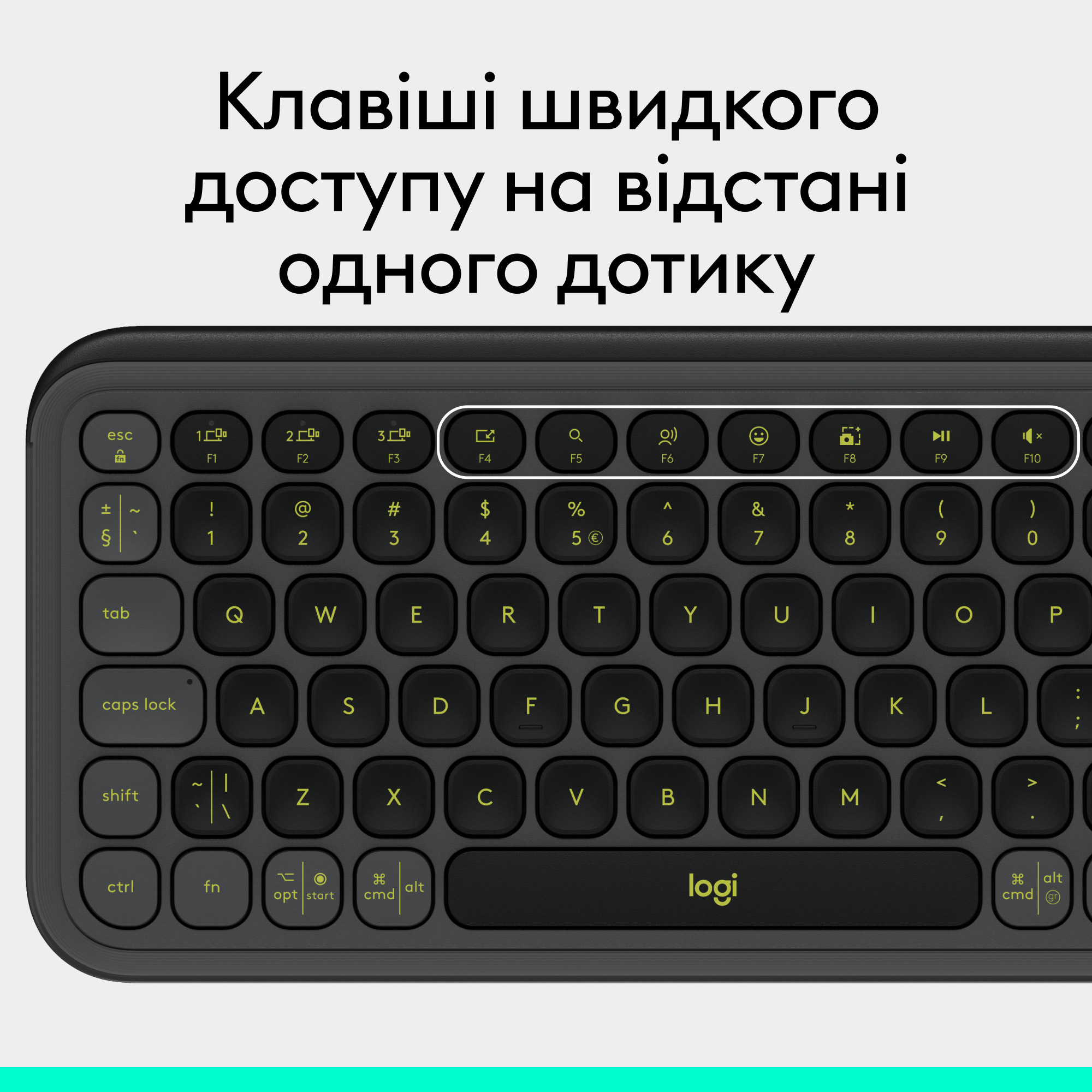 Клавіатура бездротова LOGITECH Pop Icon Keys Graphite (920-013157)