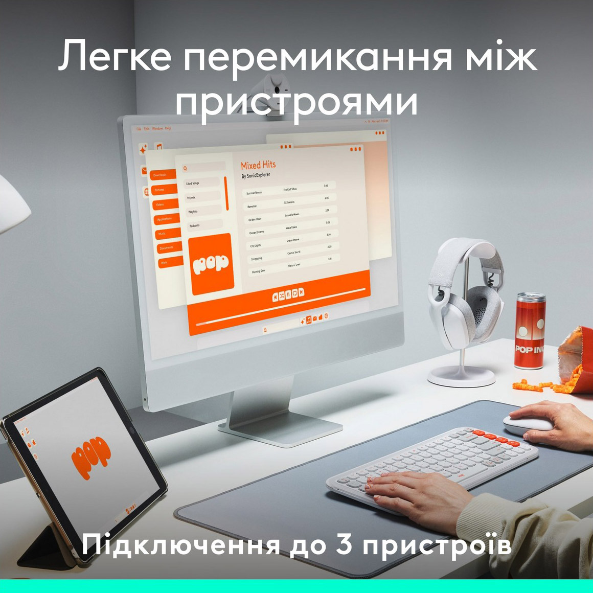 Клавіатура бездротова LOGITECH Pop Icon Keys Off-White (920-013072)