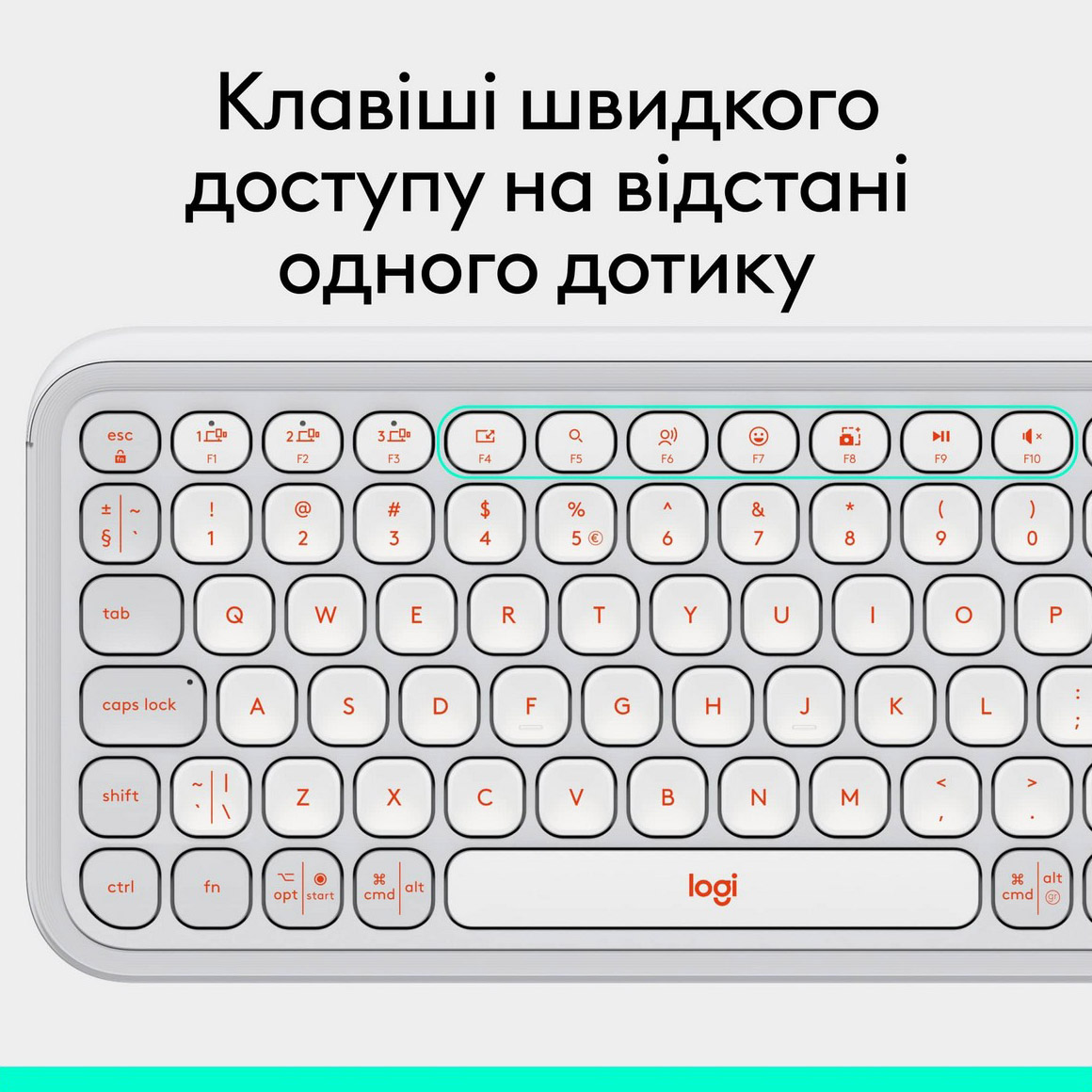 Клавіатура бездротова LOGITECH Pop Icon Keys Off-White (920-013072)
