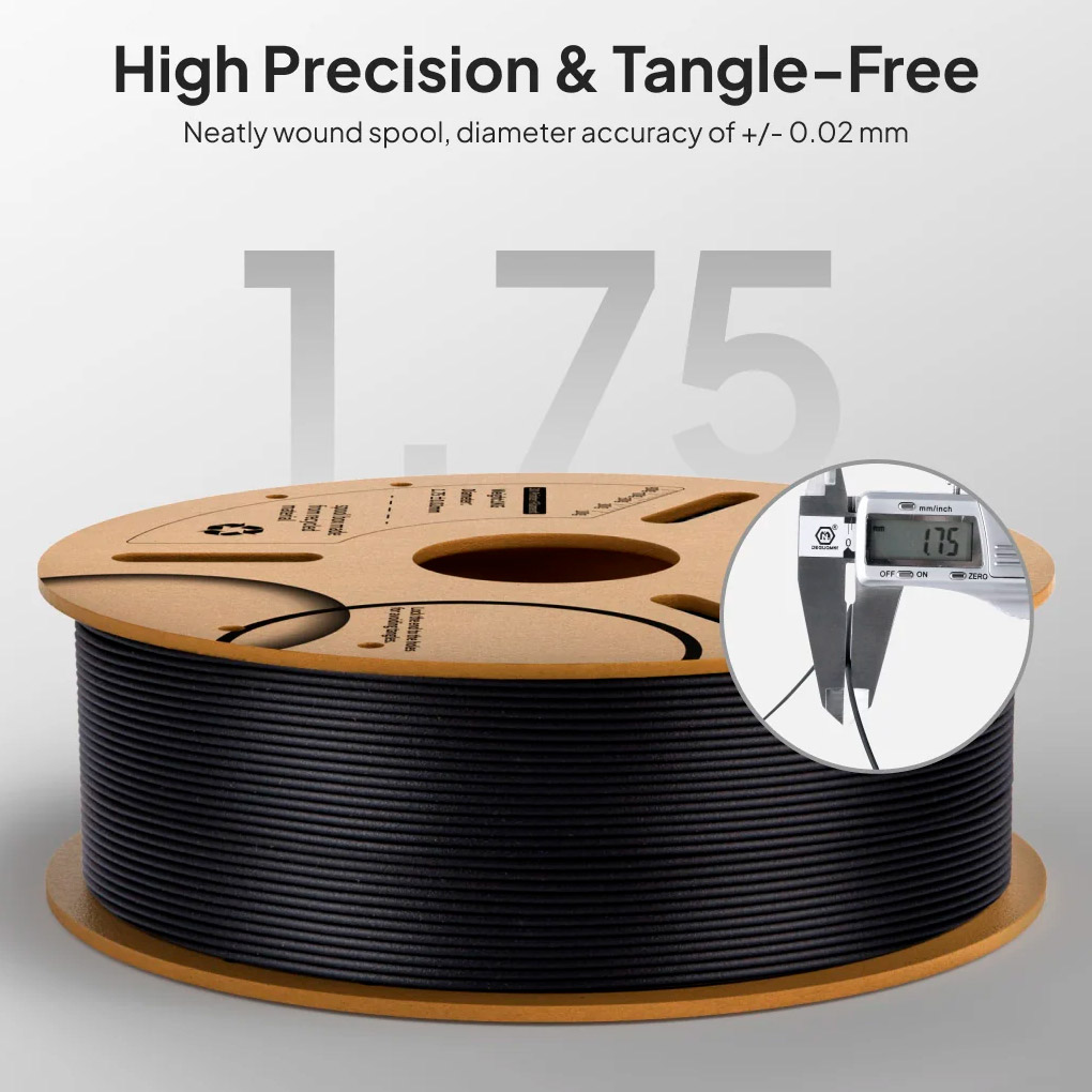 Пластик (філамент) для 3D принтера ELEGOO PLA-CF 1.75mm, 1кг, Carbon Fiber Black (50.203.0464)