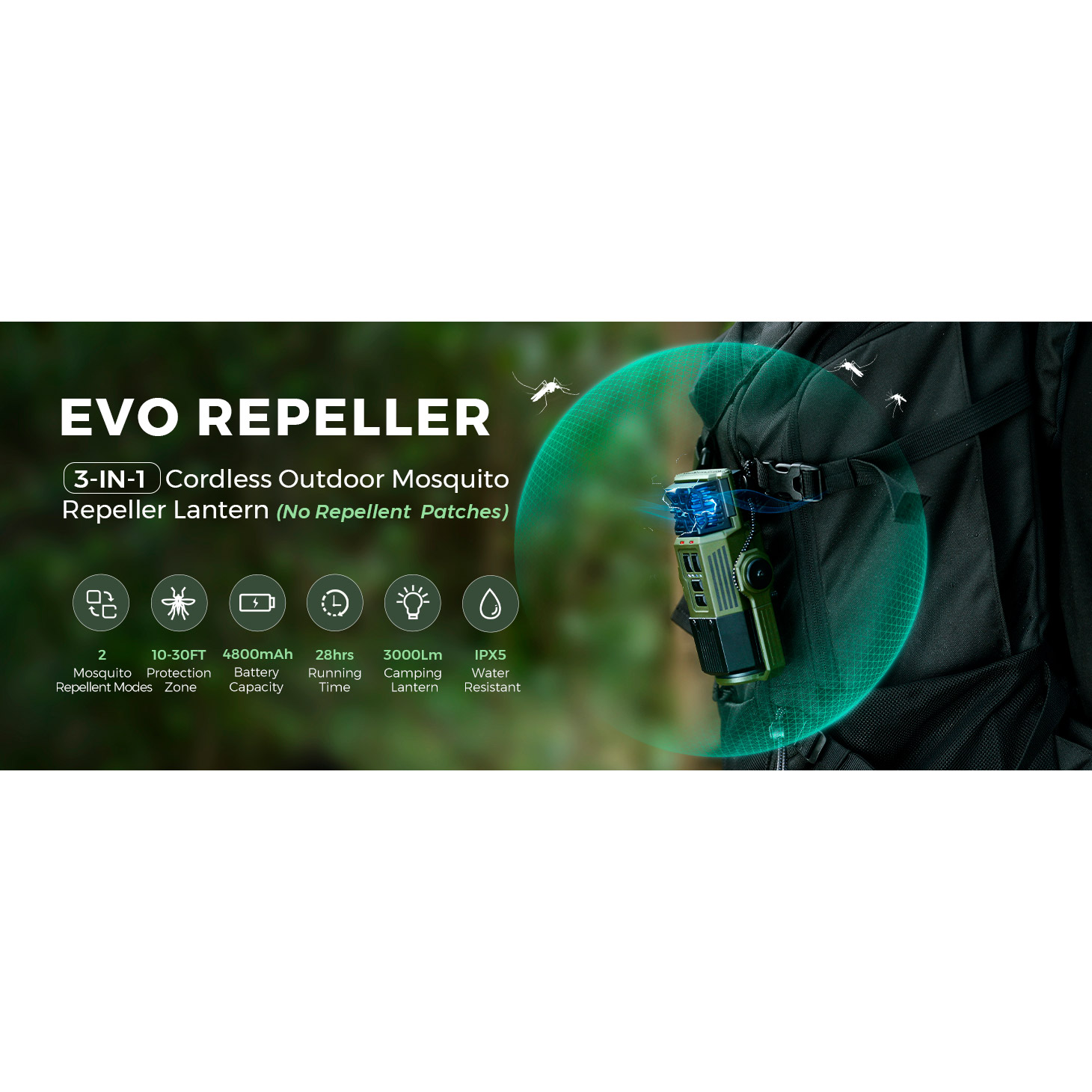 Фонарь кемпинговый FLEXTAIL Evo Repeller 3-in-1 Outdoor Mosquito Repeller Lantern Green