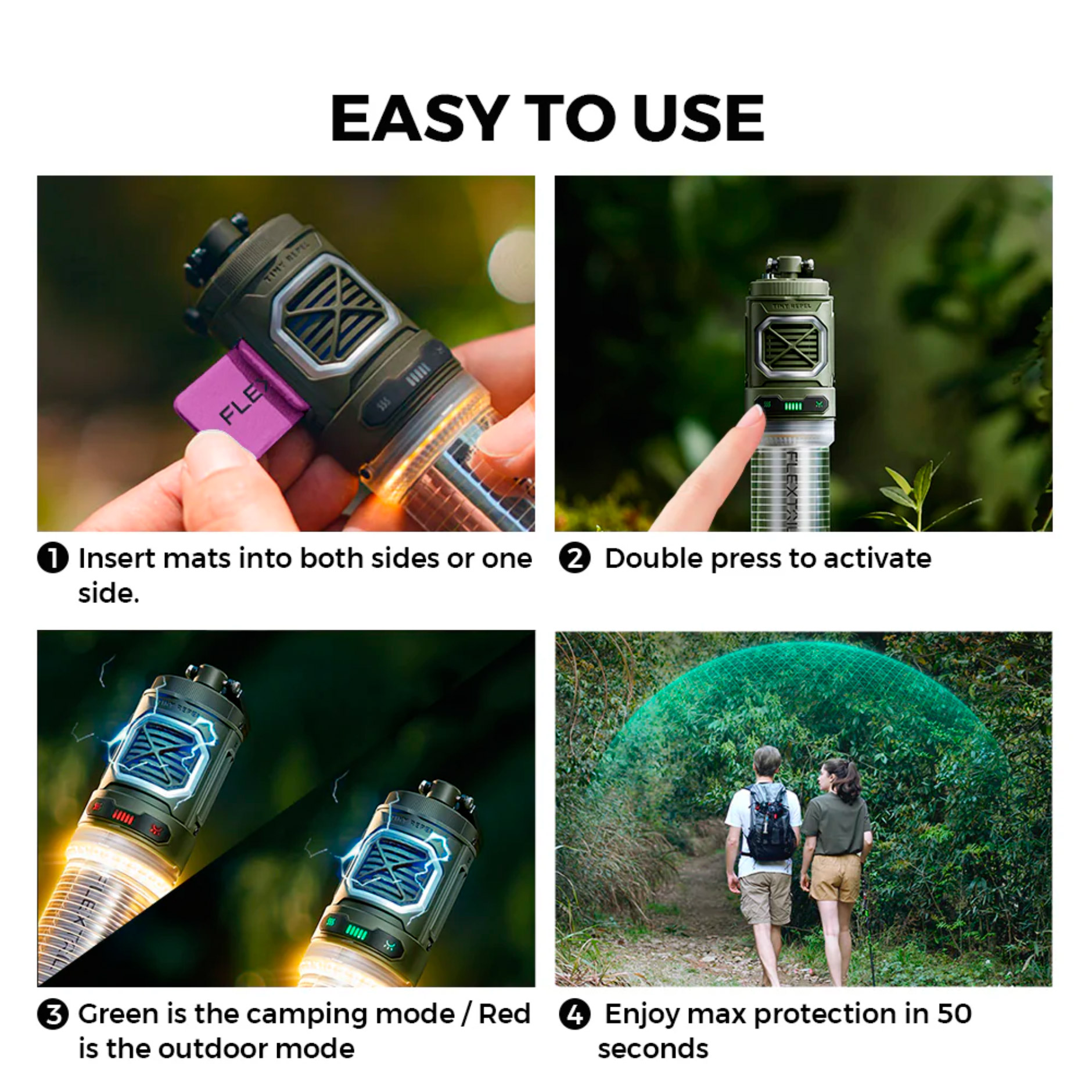 Фонарь кемпинговый FLEXTAIL Tiny Repeller S 2-in-1 Portable Mosquito Repellent with Lighting Green