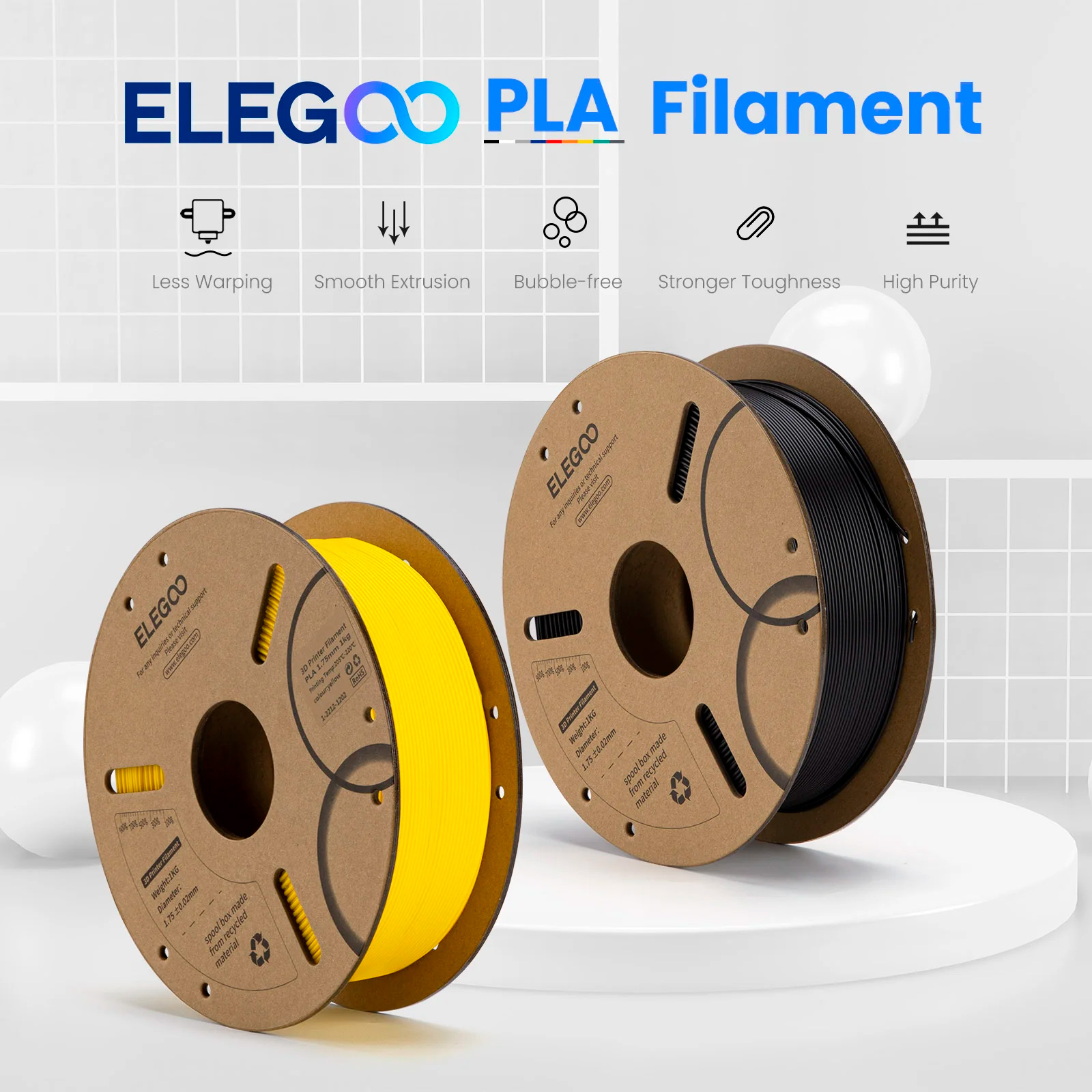Пластик (філамент) для 3D принтера ELEGOO PLA 1.75mm, 1кг, Purple (50.203.0105)