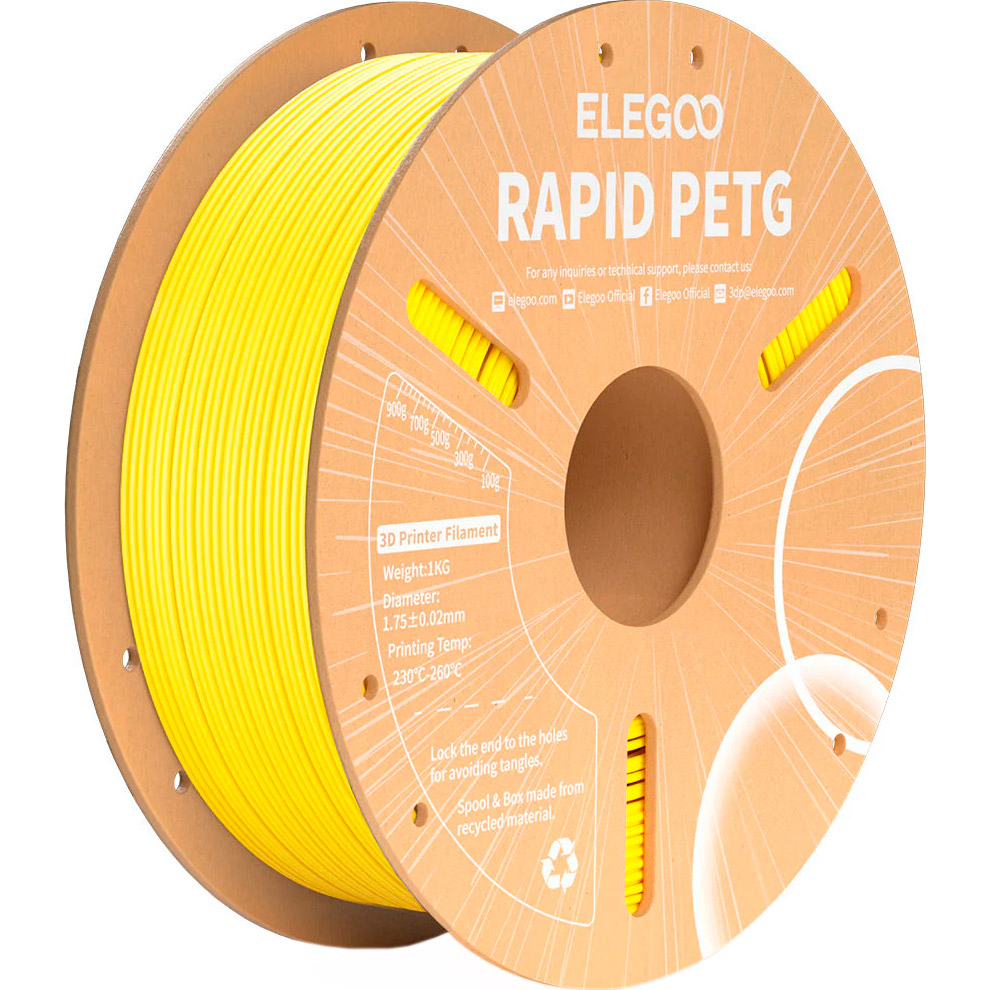 Пластик (філамент) для 3D принтера ELEGOO Rapid PETG 1.75mm, 1кг, Yellow (50.203.0221)