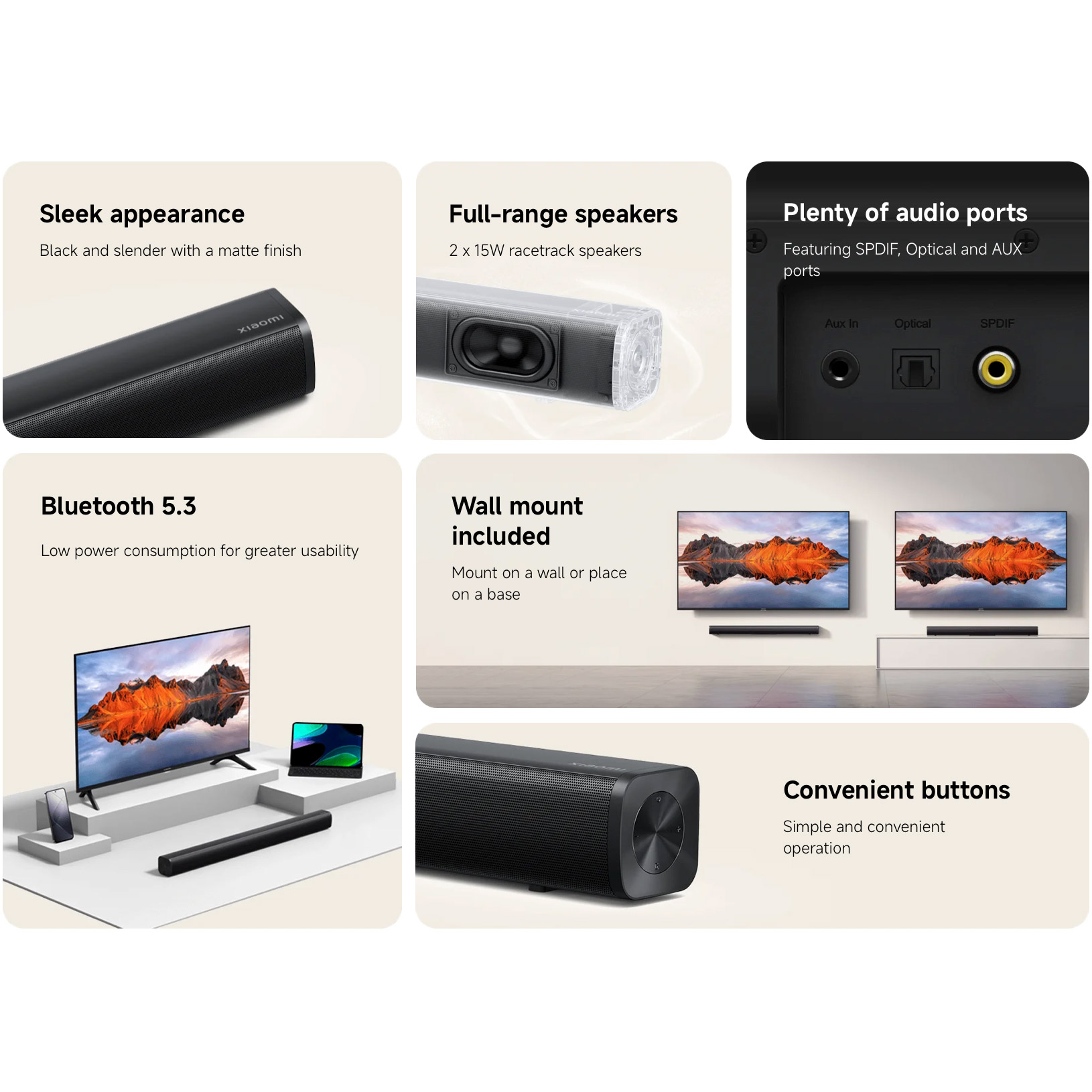 Саундбар XIAOMI Soundbar 2.0ch (MDZ-34-DB)