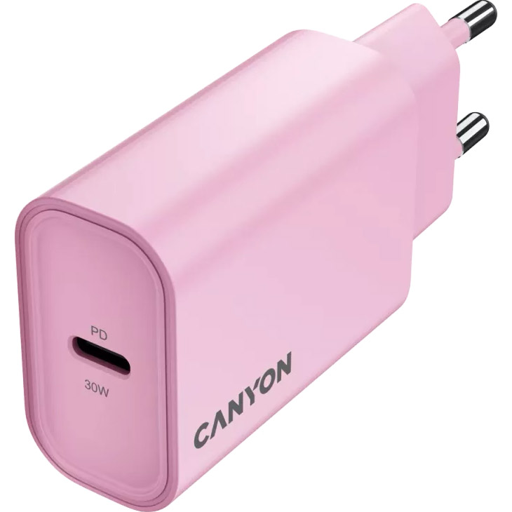 Зарядний пристрій CANYON OnCharge 30CL 1xUSB-C 30W Pink (CNE-CHA30CLPK)