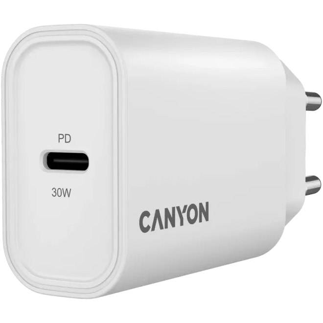 Зарядное устройство CANYON OnCharge 30CL 1xUSB-C 30W White (CNE-CHA30CLW)