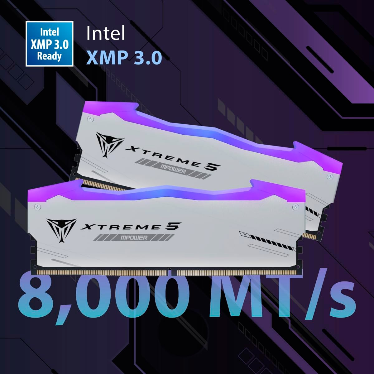 Модуль пам'яті PATRIOT Viper Xtreme 5 RGB MPower DDR5 6400MHz 32GB Kit 2x16GB (PVXR532G64C32KM)