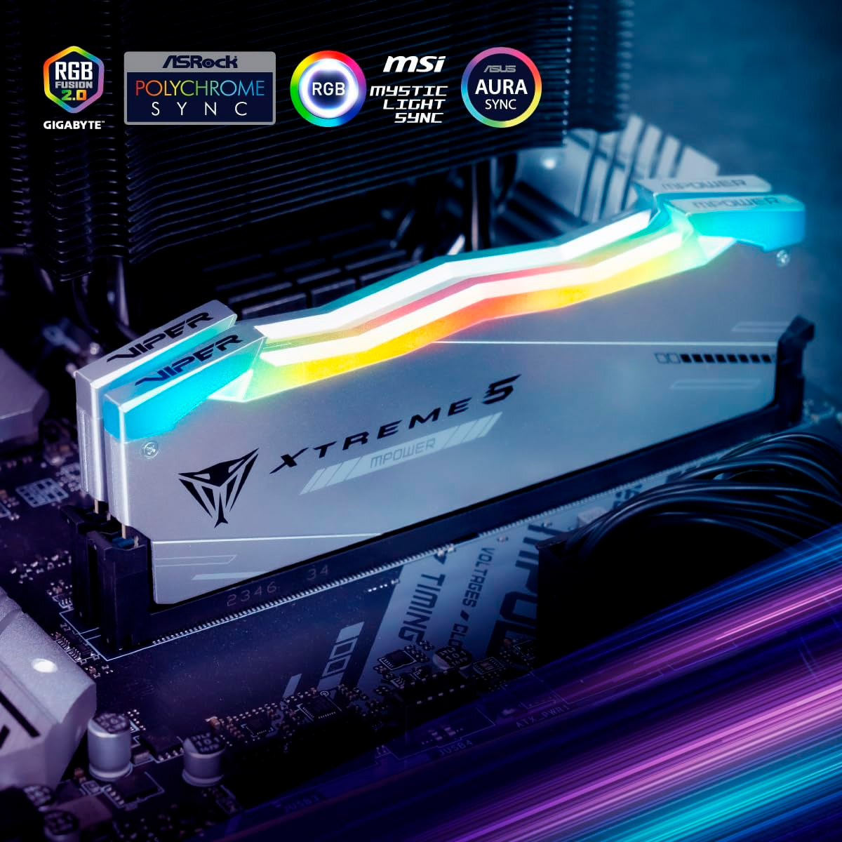 Модуль пам'яті PATRIOT Viper Xtreme 5 RGB MPower DDR5 6400MHz 32GB Kit 2x16GB (PVXR532G64C32KM)