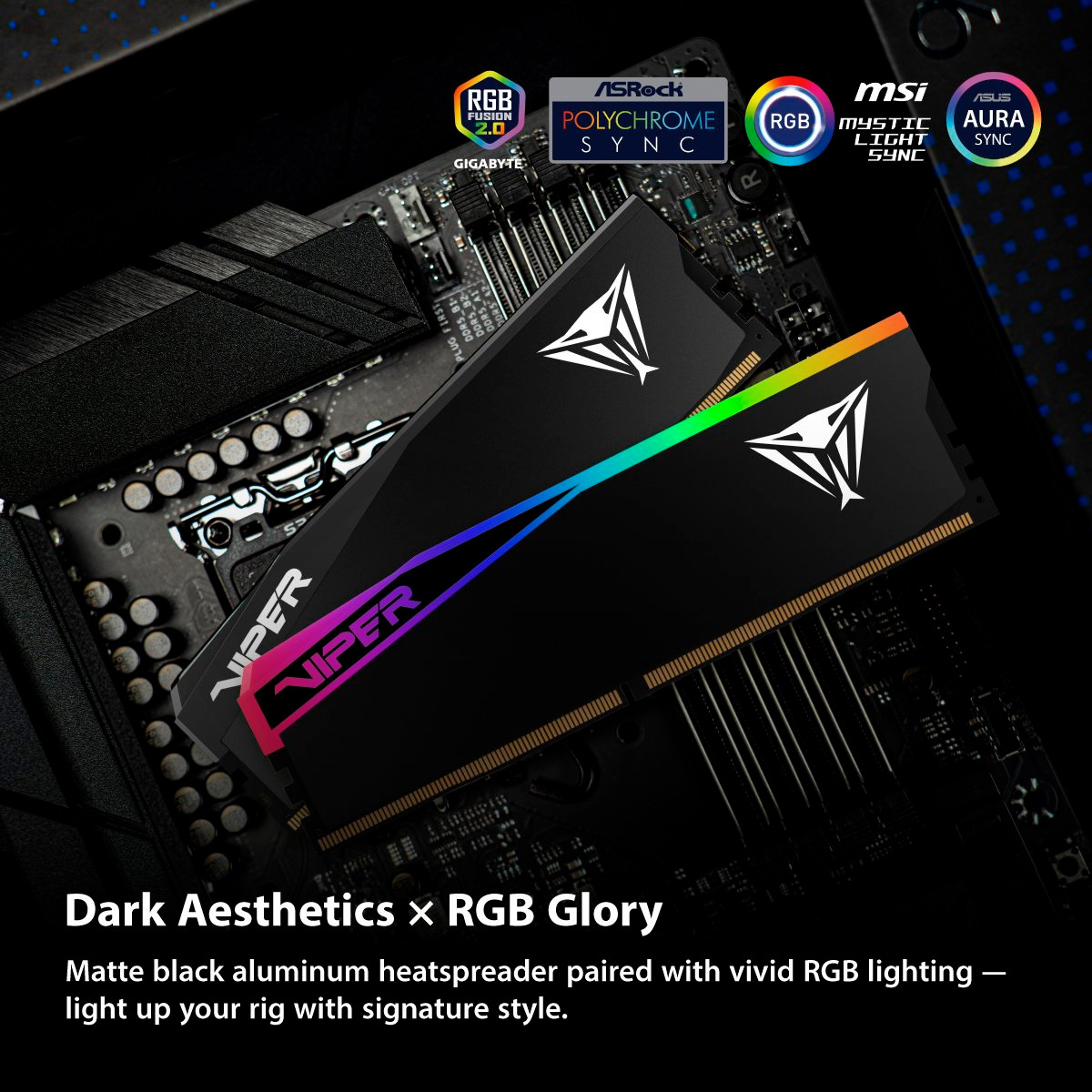 Модуль памяти PATRIOT Viper Elite 5 Ultra RGB DDR5 6400MHz 32GB Kit 2x16GB Matte Black (VEUR532G6432K)