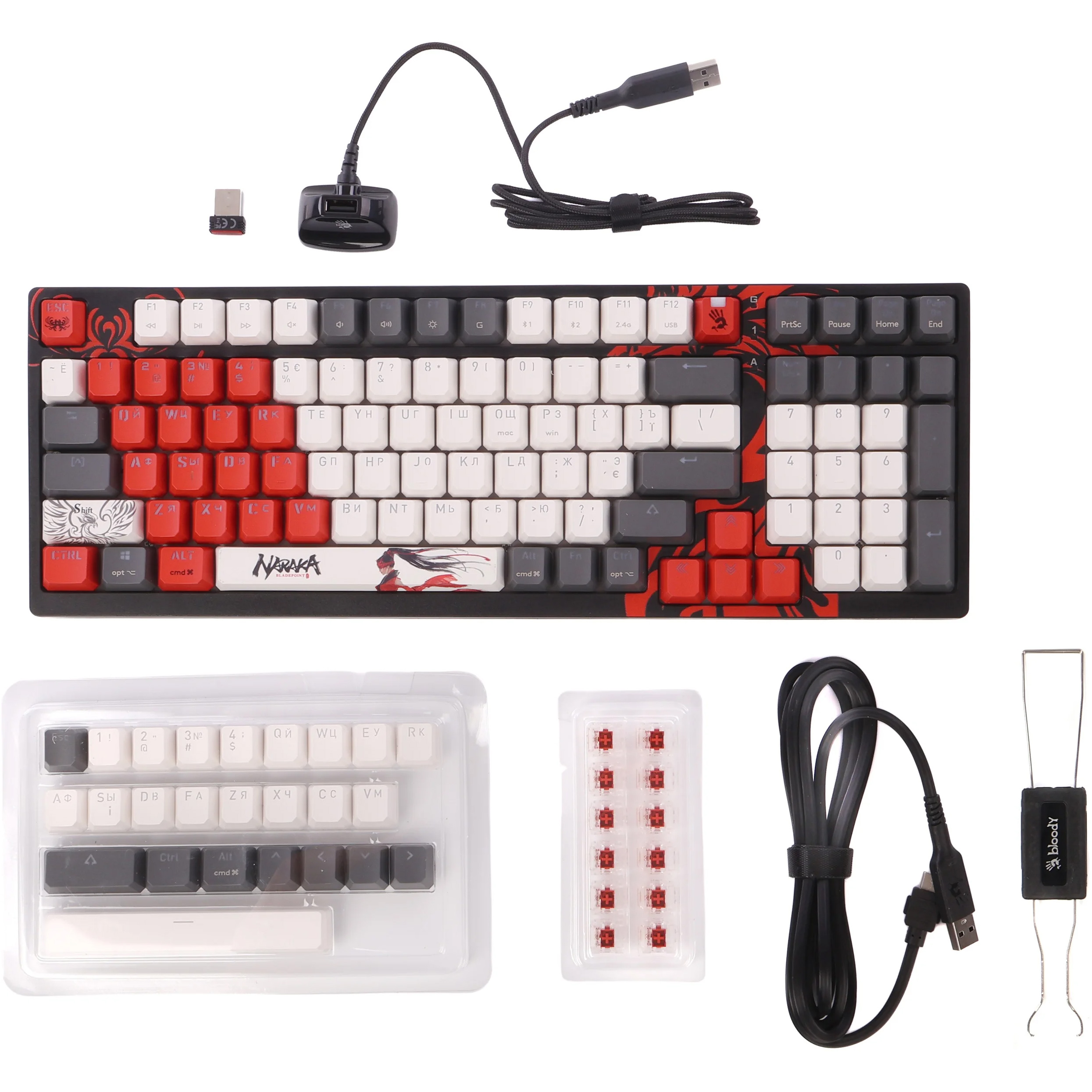 Клавіатура бездротова A4TECH BLOODY WS98 BLMS Red Plus Switch Naraka