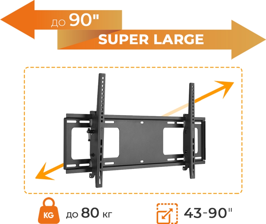 Крепление настенное для ТВ ITECH PLB-2B 43"-90" Black