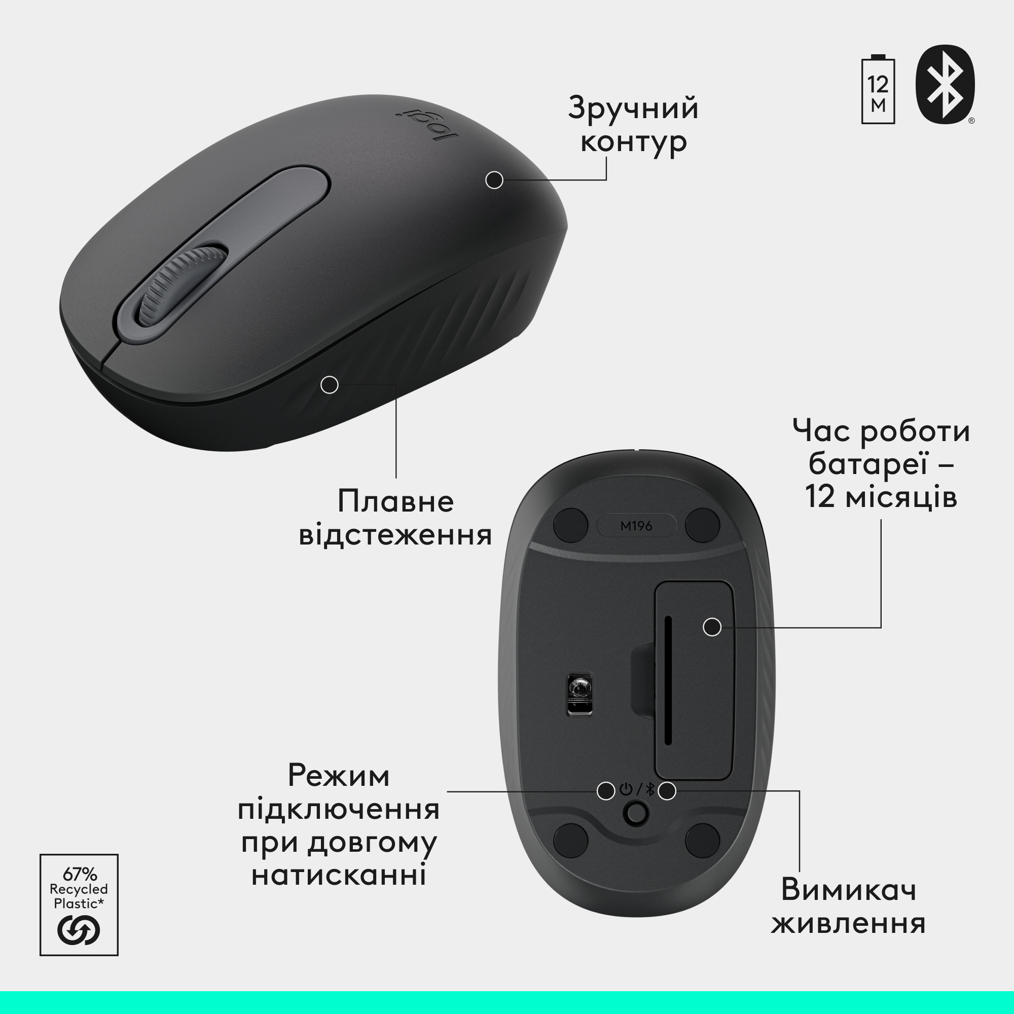 Комплект бездротовий LOGITECH MK250 Wireless Combo Graphite (920-013823)