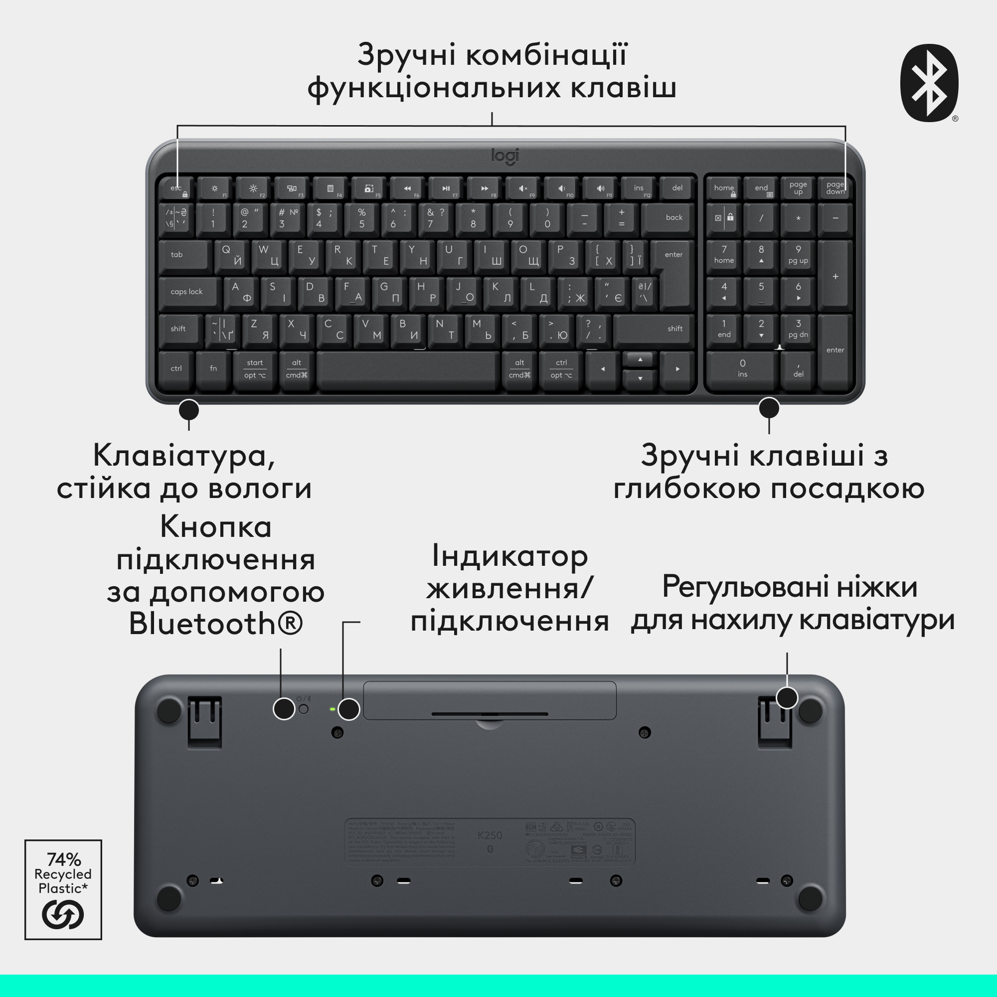 Комплект бездротовий LOGITECH MK250 Wireless Combo Graphite (920-013823)