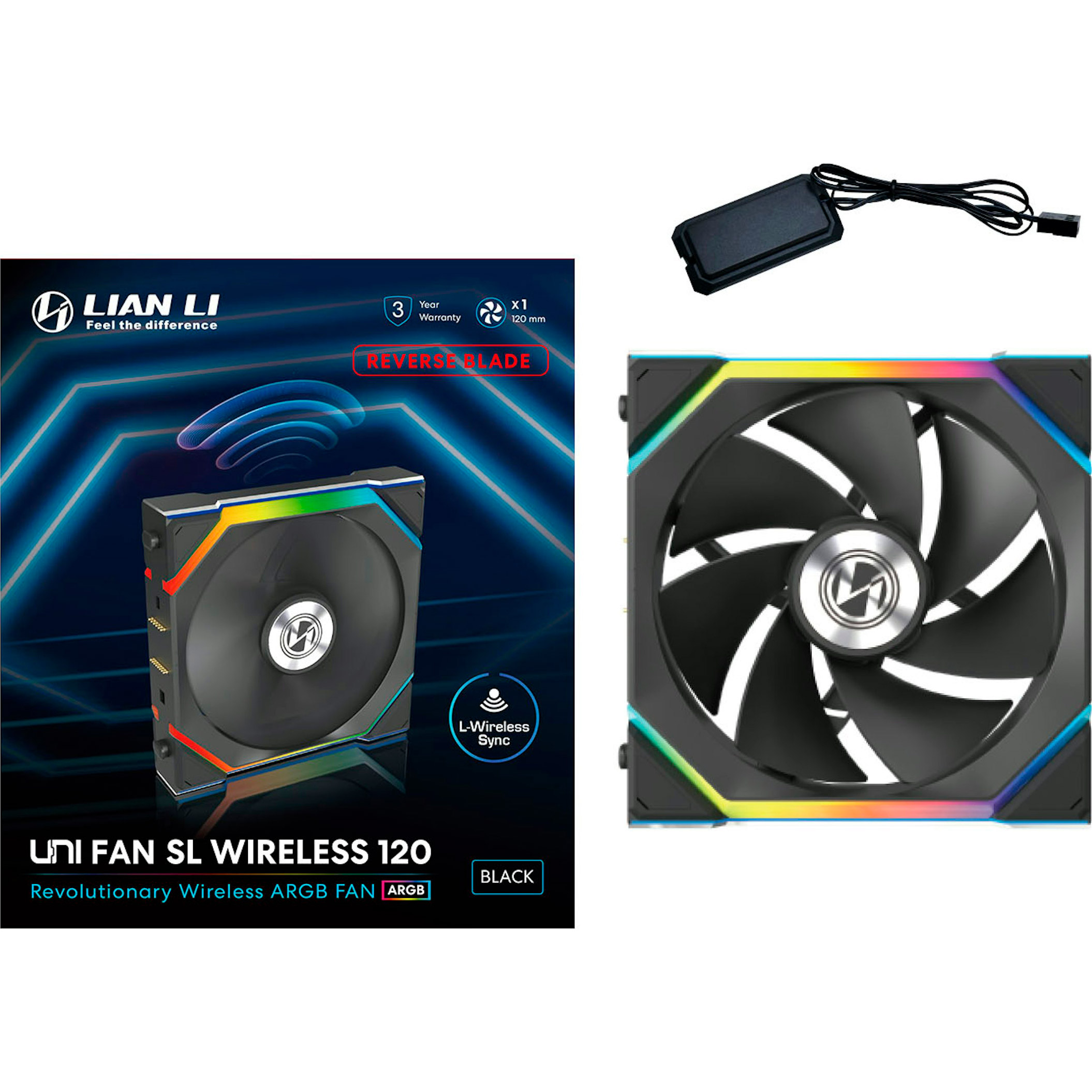 Вентилятор LIAN LI Uni Fan SL Wireless 120 Reverse Blade Black (G99.12RSL1W1B.00)