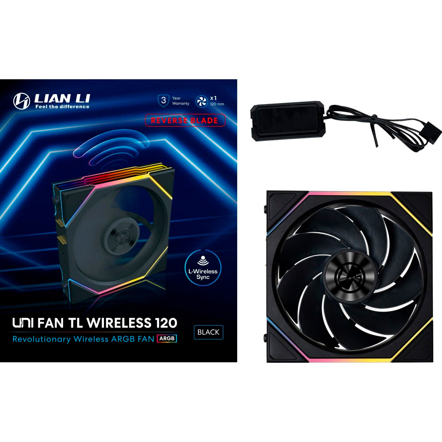 Вентилятор LIAN LI Uni Fan TL Wireless 120 Reverse Blade Black (G99.12RTL1W1B.00)
