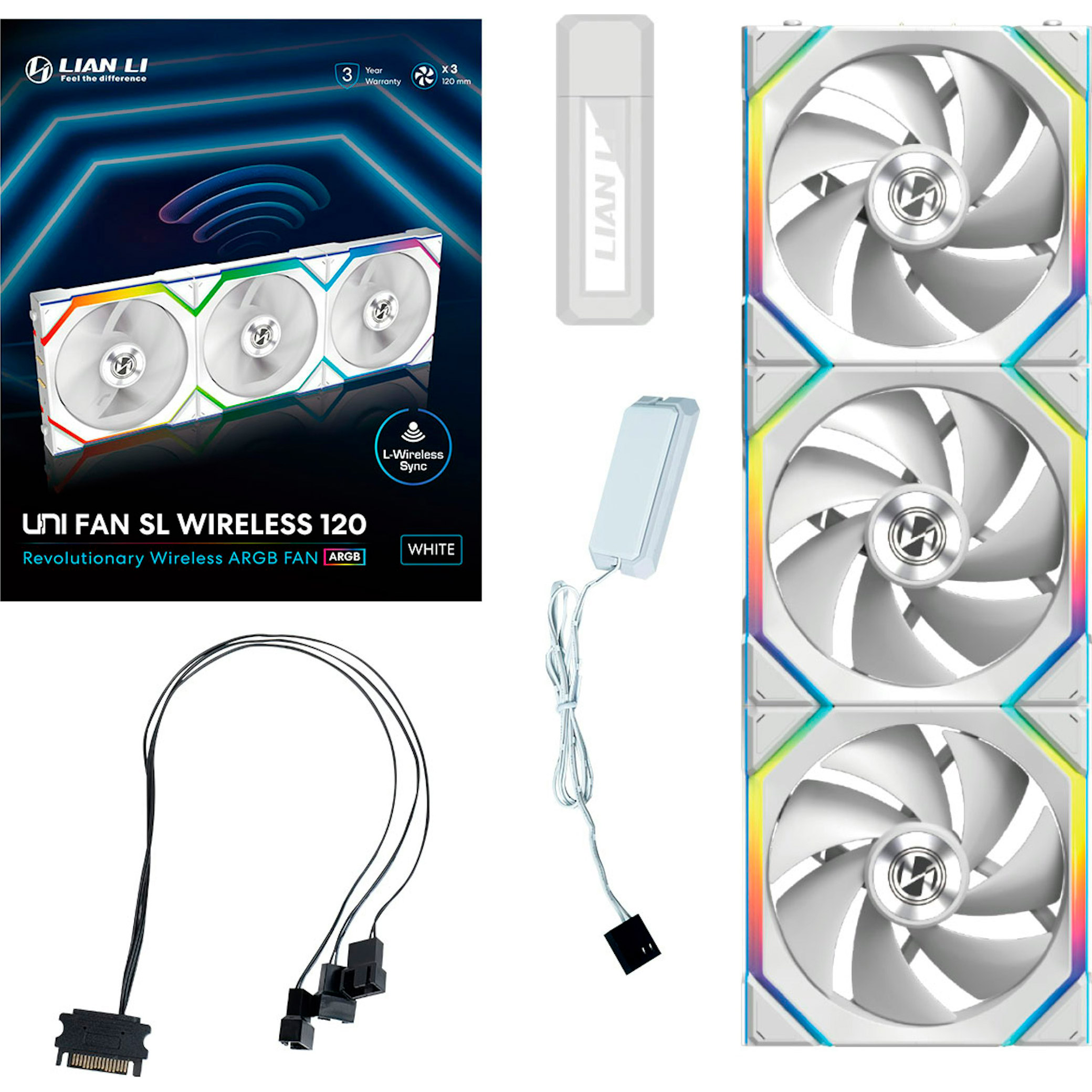 Комплект вентиляторів LIAN LI Uni Fan SL Wireless 120 White 3-Pack (G99.12SL1W3W.00)