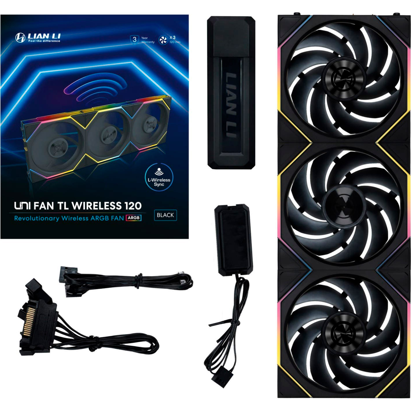Комплект вентиляторів LIAN LI Uni Fan TL Wireless 120 Black 3-Pack (G99.12TL1W3B.00)