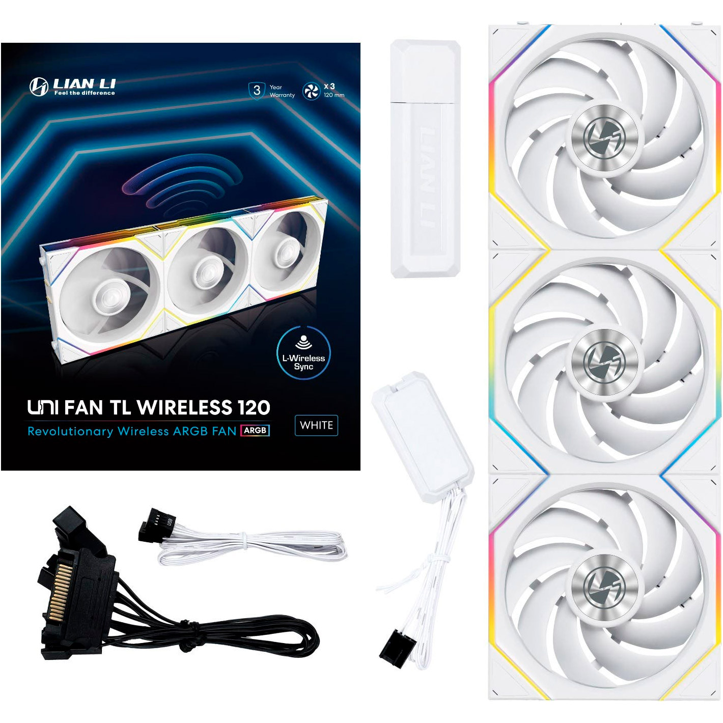 Комплект вентиляторів LIAN LI Uni Fan TL Wireless 120 White 3-Pack (G99.12TL1W3W.00)