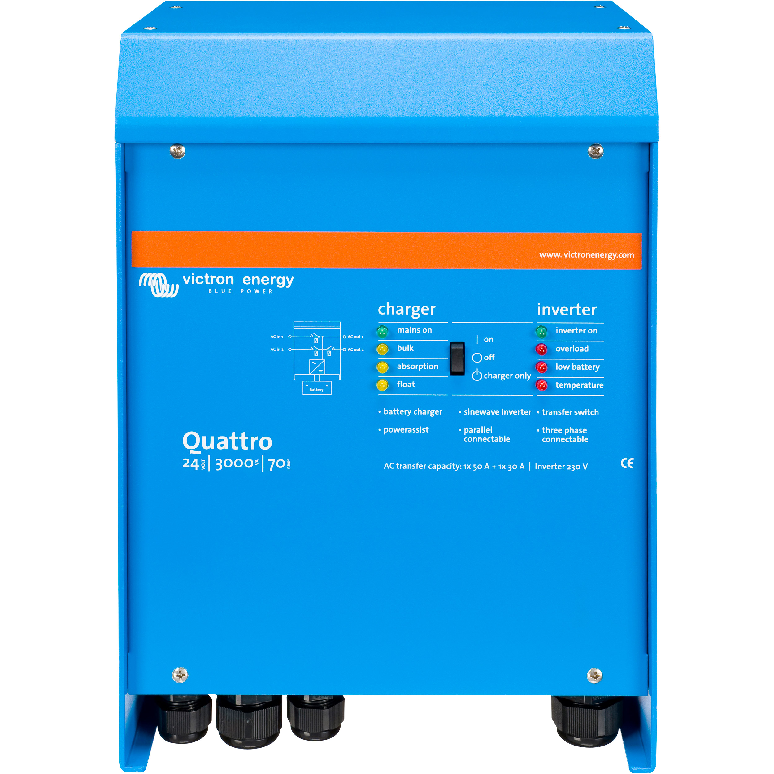 Инвертор гибридный VICTRON ENERGY Quatro 24/3000/70-50/50 (QUA243020010)
