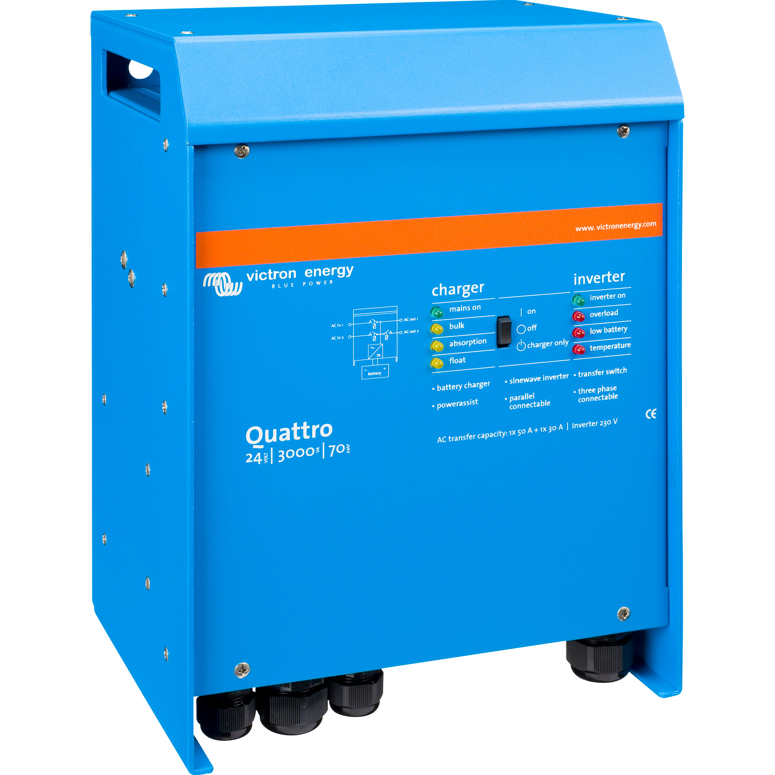 Инвертор гибридный VICTRON ENERGY Quatro 24/3000/70-50/50 (QUA243020010)