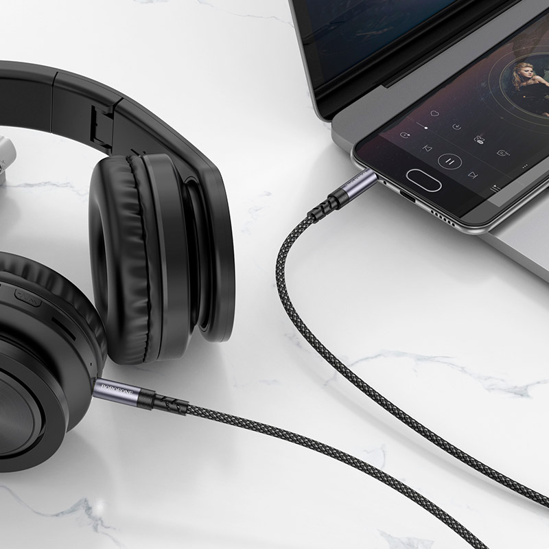 Кабель BOROFONE BL24 Graceful AUX Audio Cable mini-jack 3.5mm 1м Gray