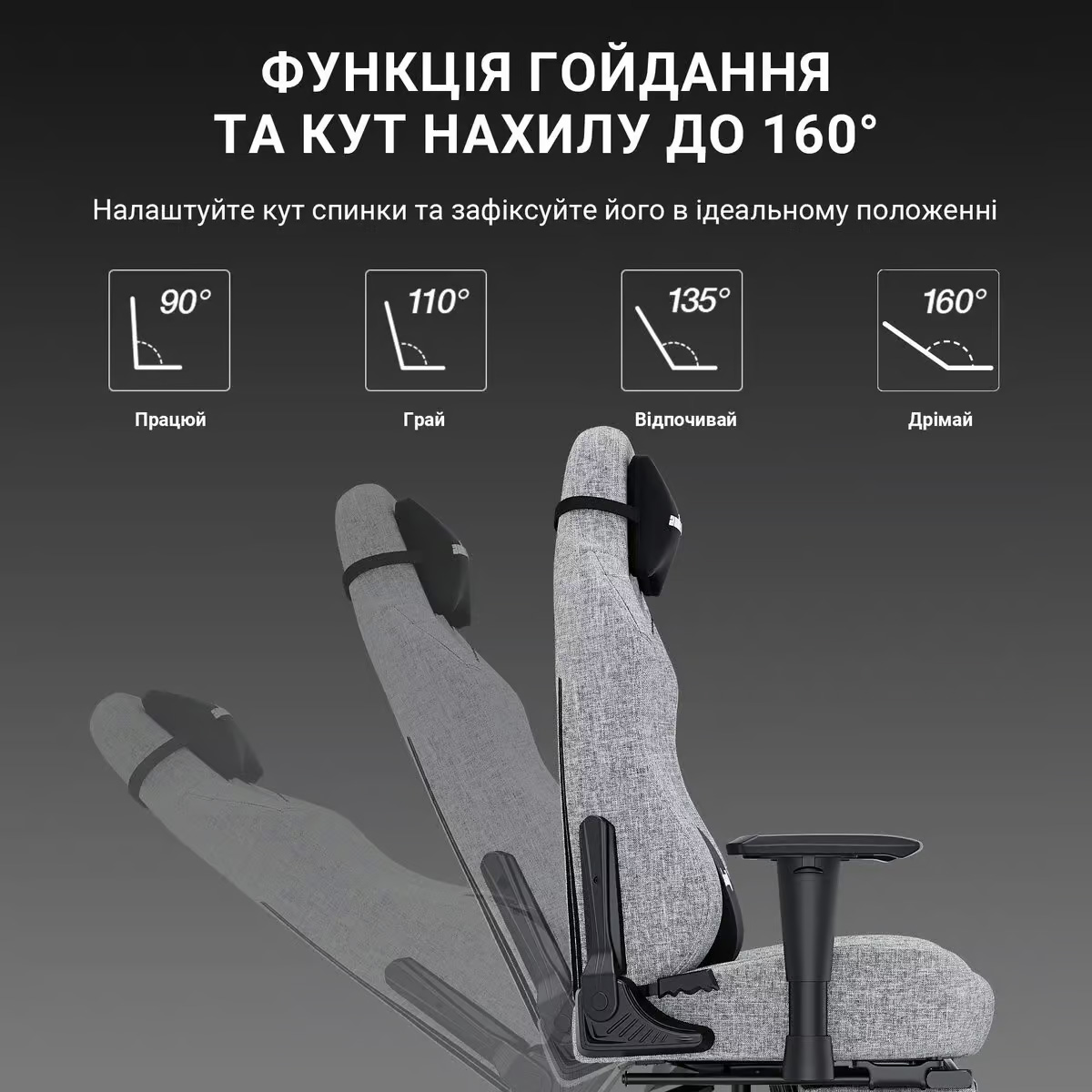 Крісло геймерське ANDA SEAT Luna Pro L Gray Fabric
