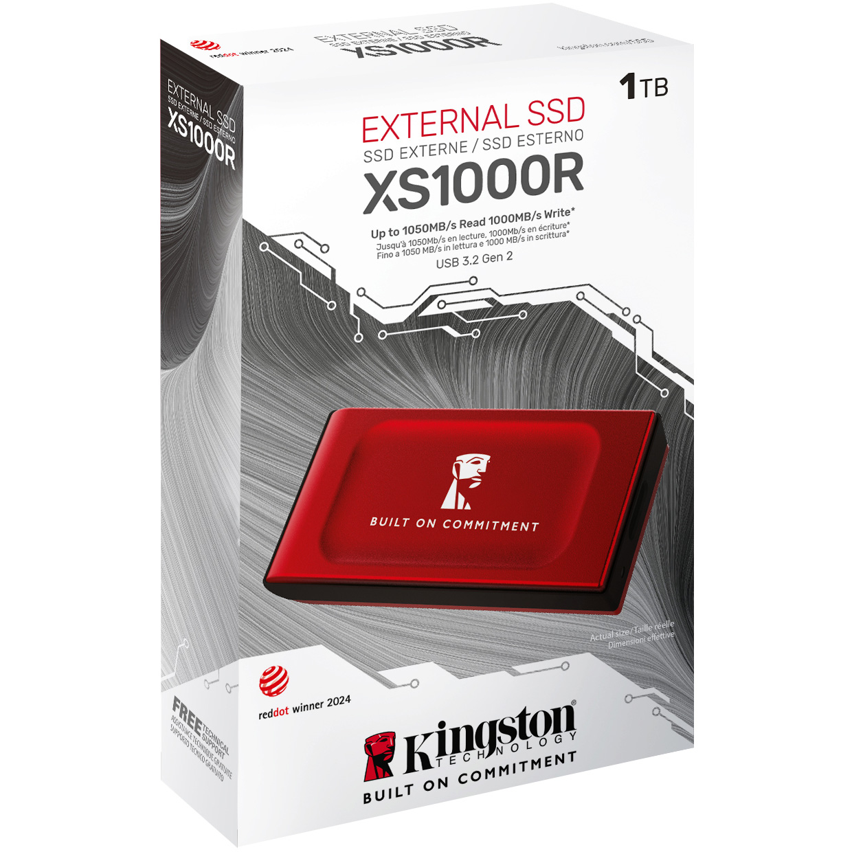 Портативный SSD диск KINGSTON XS1000 BoC 1TB USB3.2 Gen2 Red (SXS1000R/1000GA)