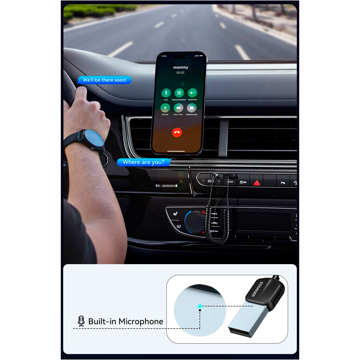Bluetooth аудіо адаптер ESSAGER Lingfeng Aux BT5.0 Gray (EBT-LF01-P)