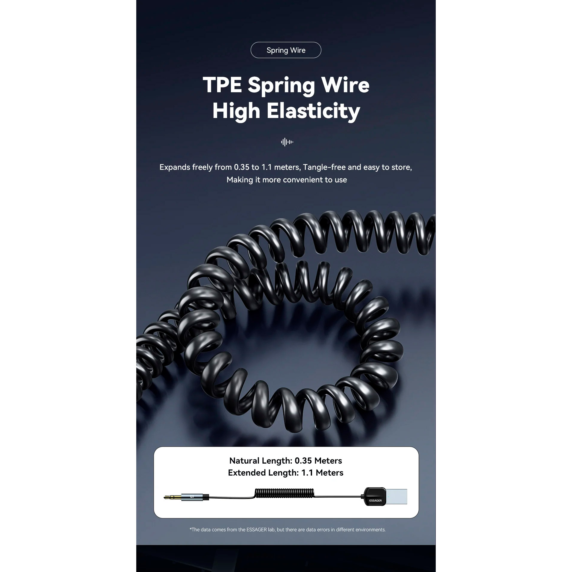 Bluetooth аудіо адаптер ESSAGER Lingfeng Aux BT5.0 Gray (EBT-LF01-P)