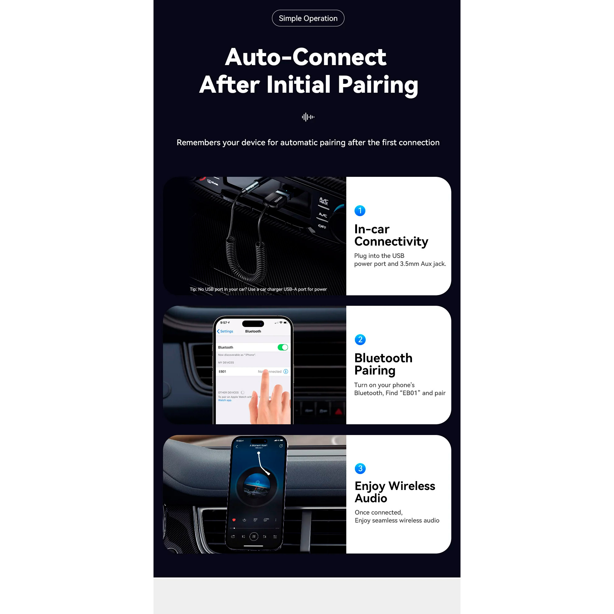 Bluetooth аудіо адаптер ESSAGER Lingfeng Aux BT5.0 Gray (EBT-LF01-P)