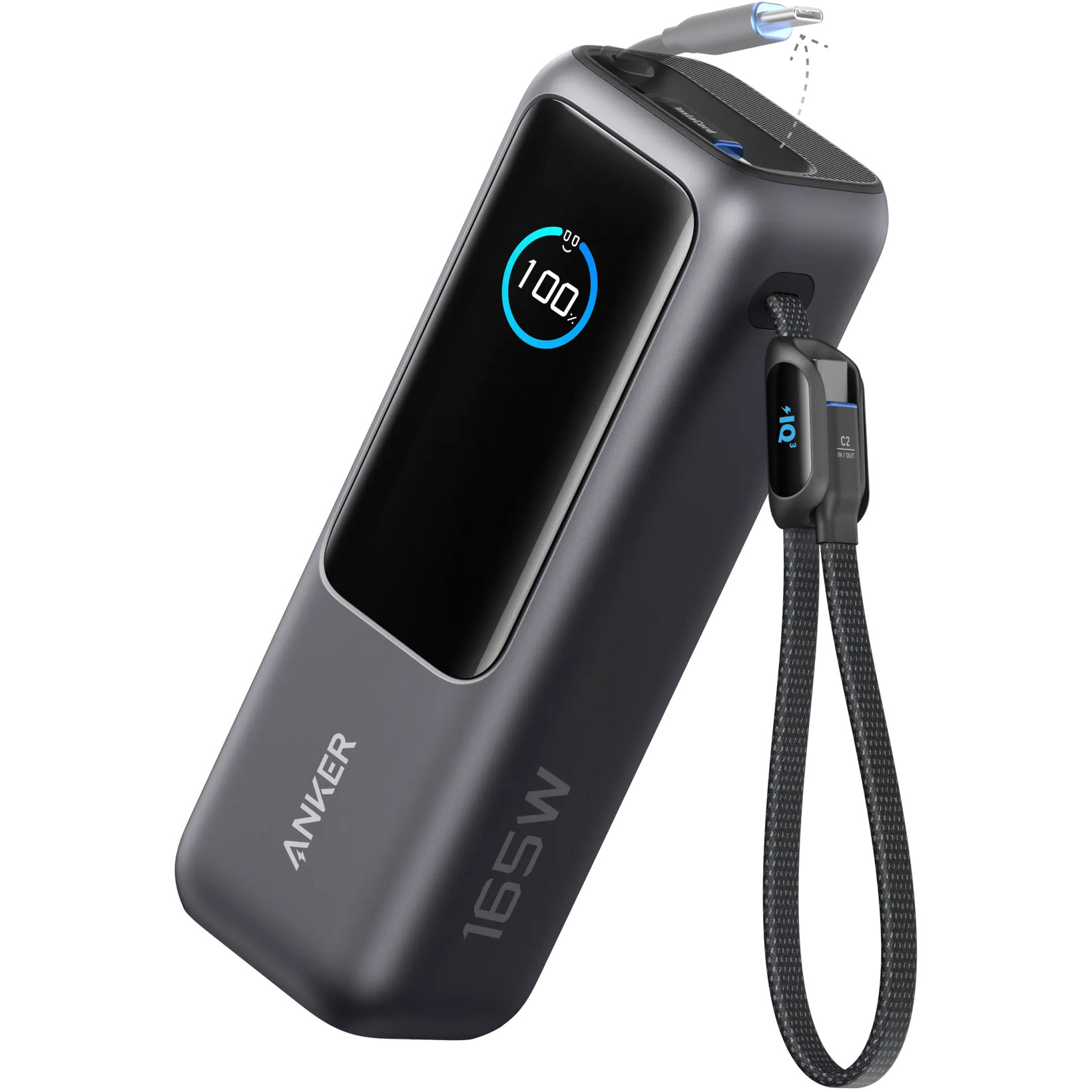 Повербанк ANKER Laptop Power Bank with Built-in Dual Type-C Cable 165W 25000mAh Space Black (A1695H11)