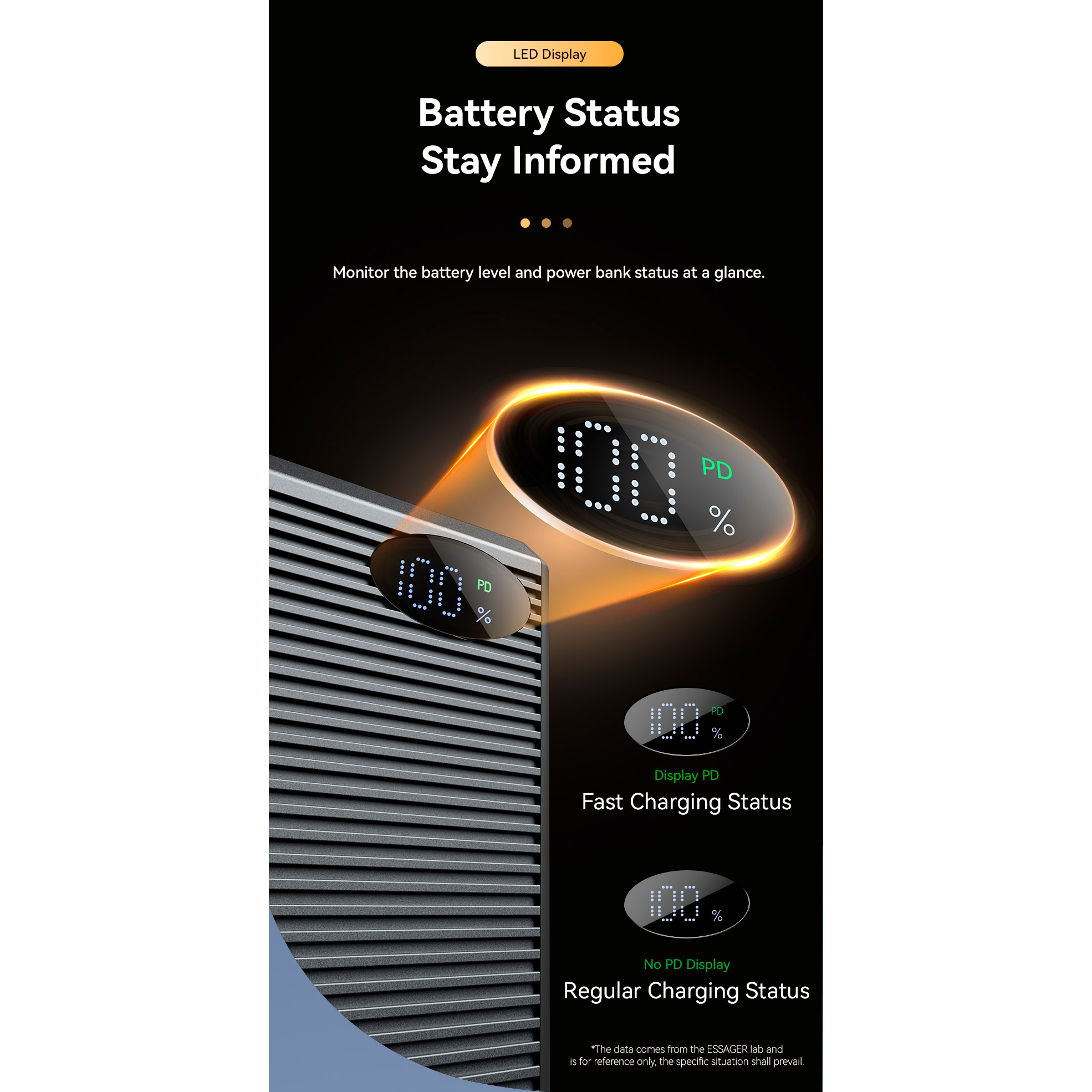 Повербанк MagSafe ESSAGER Shining Magnetic Wireless 1xUSB-C PD3.0, QC3.0 20W 10000mAh Gray