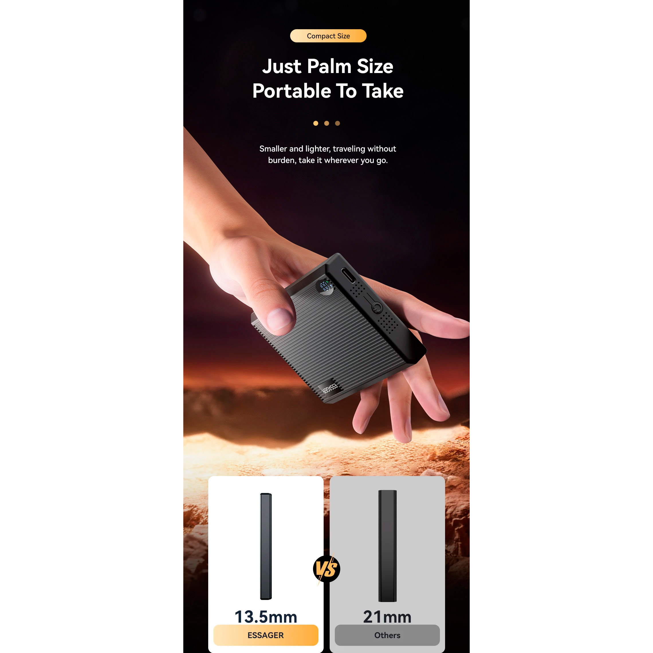 Повербанк MagSafe ESSAGER Shining Magnetic Wireless 1xUSB-C PD3.0, QC3.0 20W 10000mAh Gray