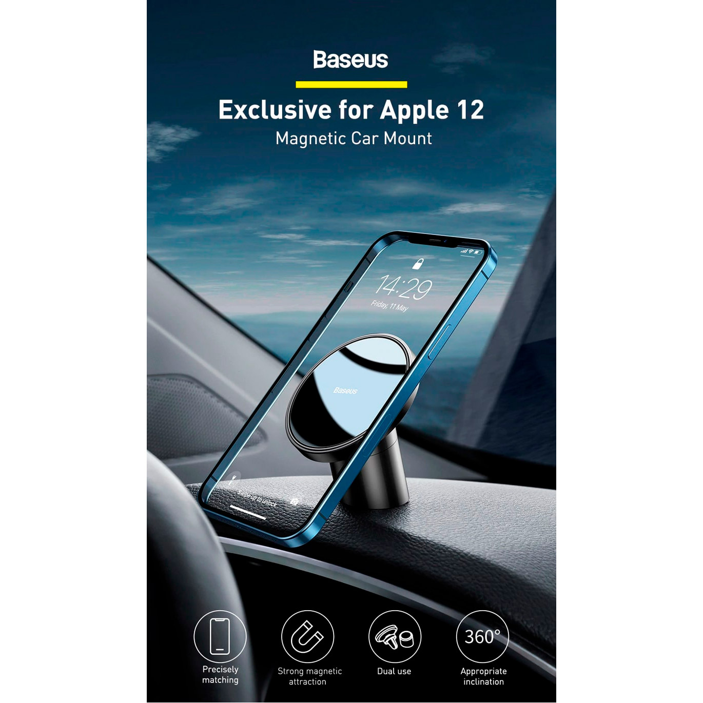 Автотримач для смартфона BASEUS NeoGravity Magnetic Car Mount for Dashboards and Air Outlets Cluster Black (C40141501113-00)