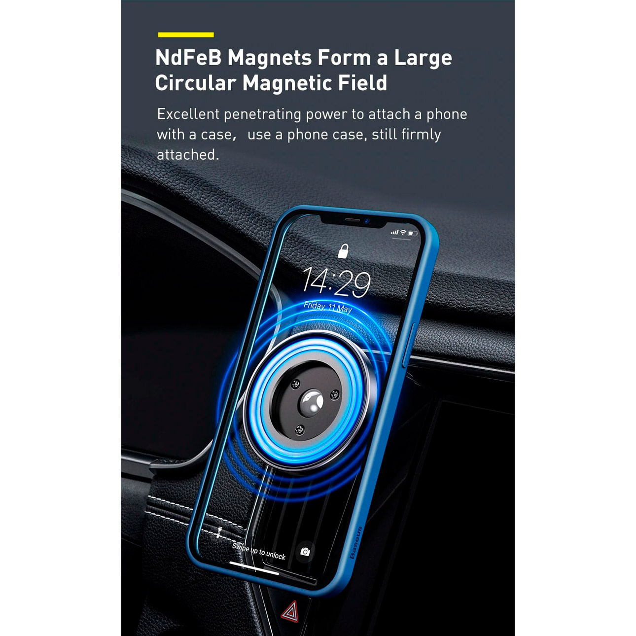 Автотримач для смартфона BASEUS NeoGravity Magnetic Car Mount for Dashboards and Air Outlets Cluster Black (C40141501113-00)