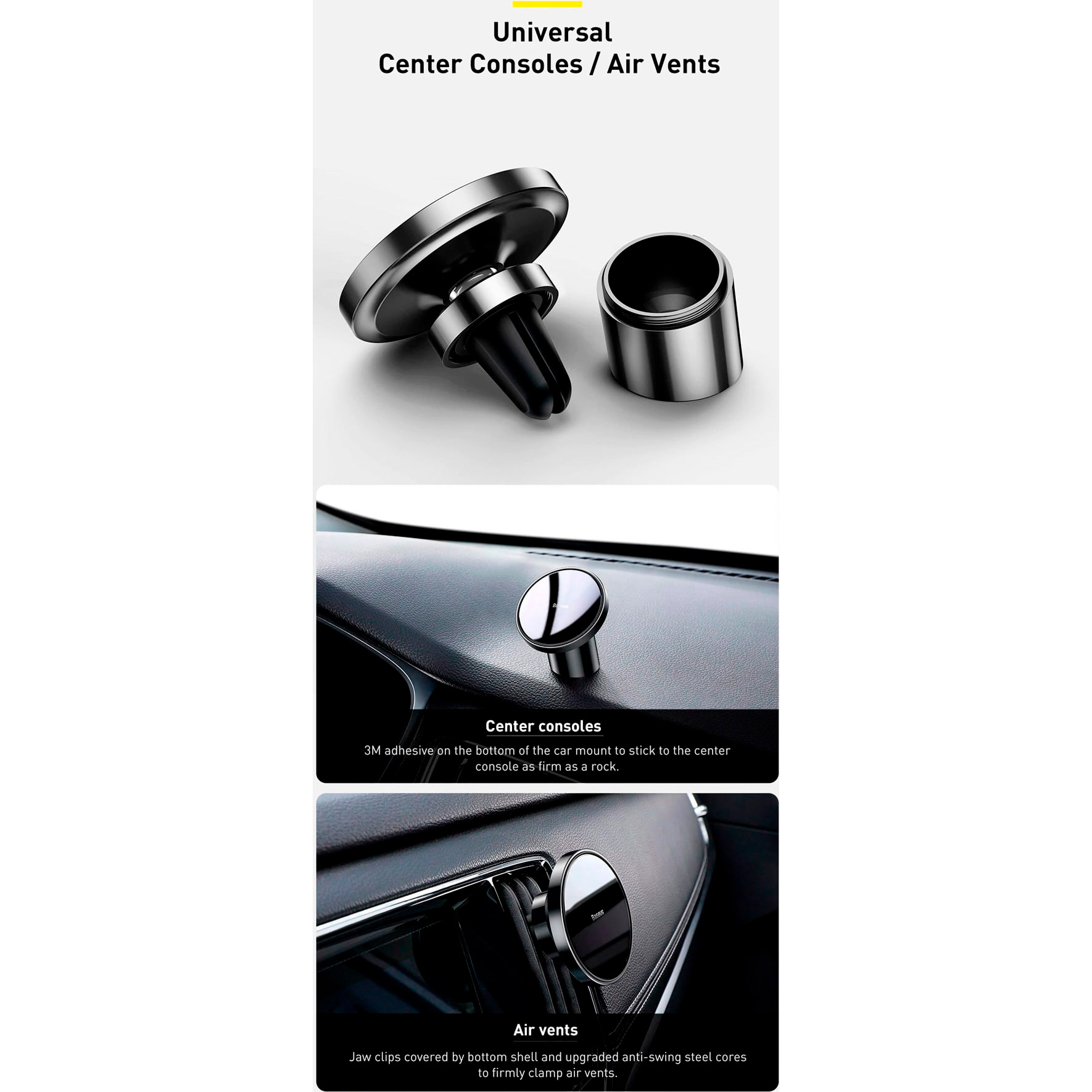 Автотримач для смартфона BASEUS NeoGravity Magnetic Car Mount for Dashboards and Air Outlets Cluster Black (C40141501113-00)