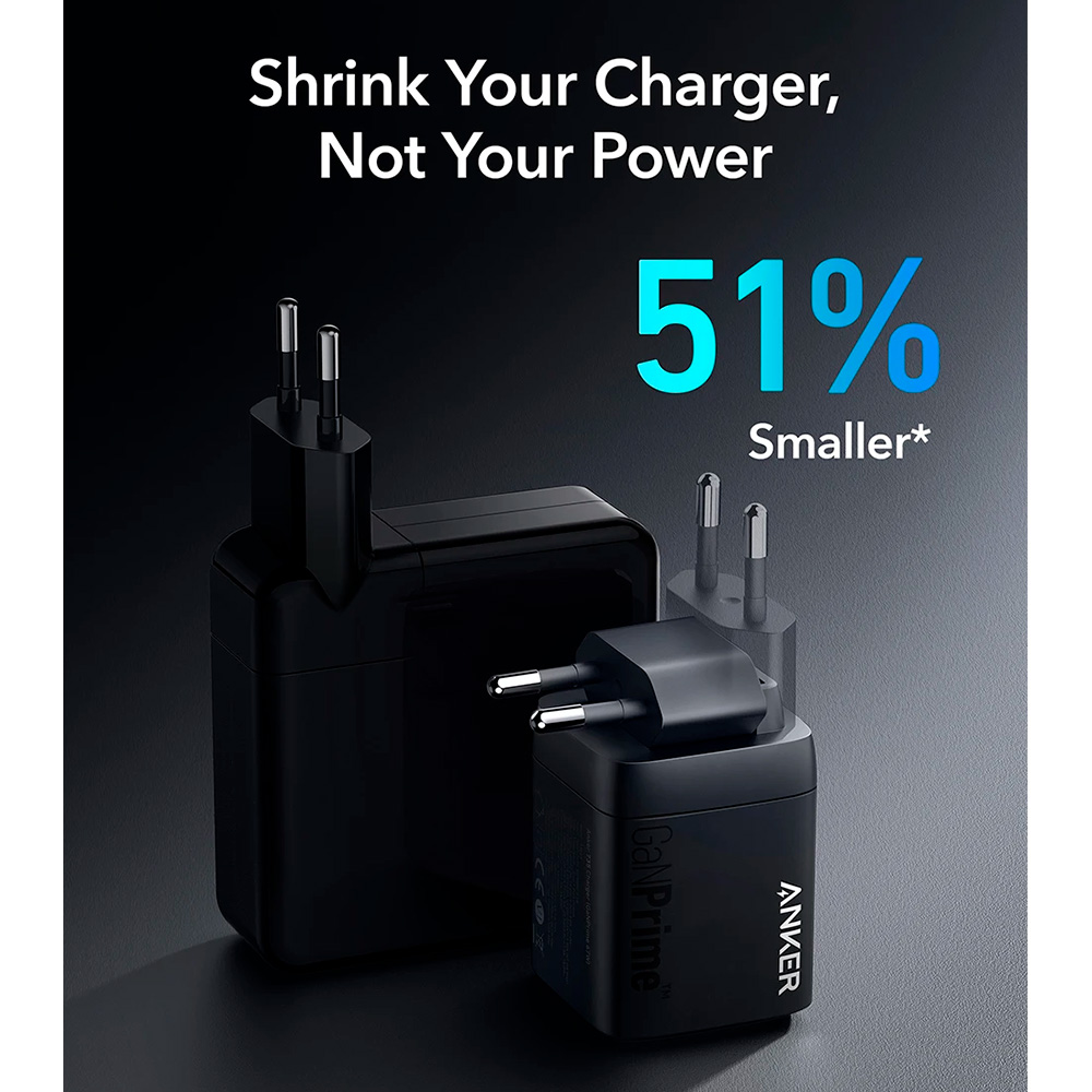 Зарядний пристрій ANKER GaNPrime Charger 67W 1xUSB-A, 2xUSB-C Black (A2669313)
